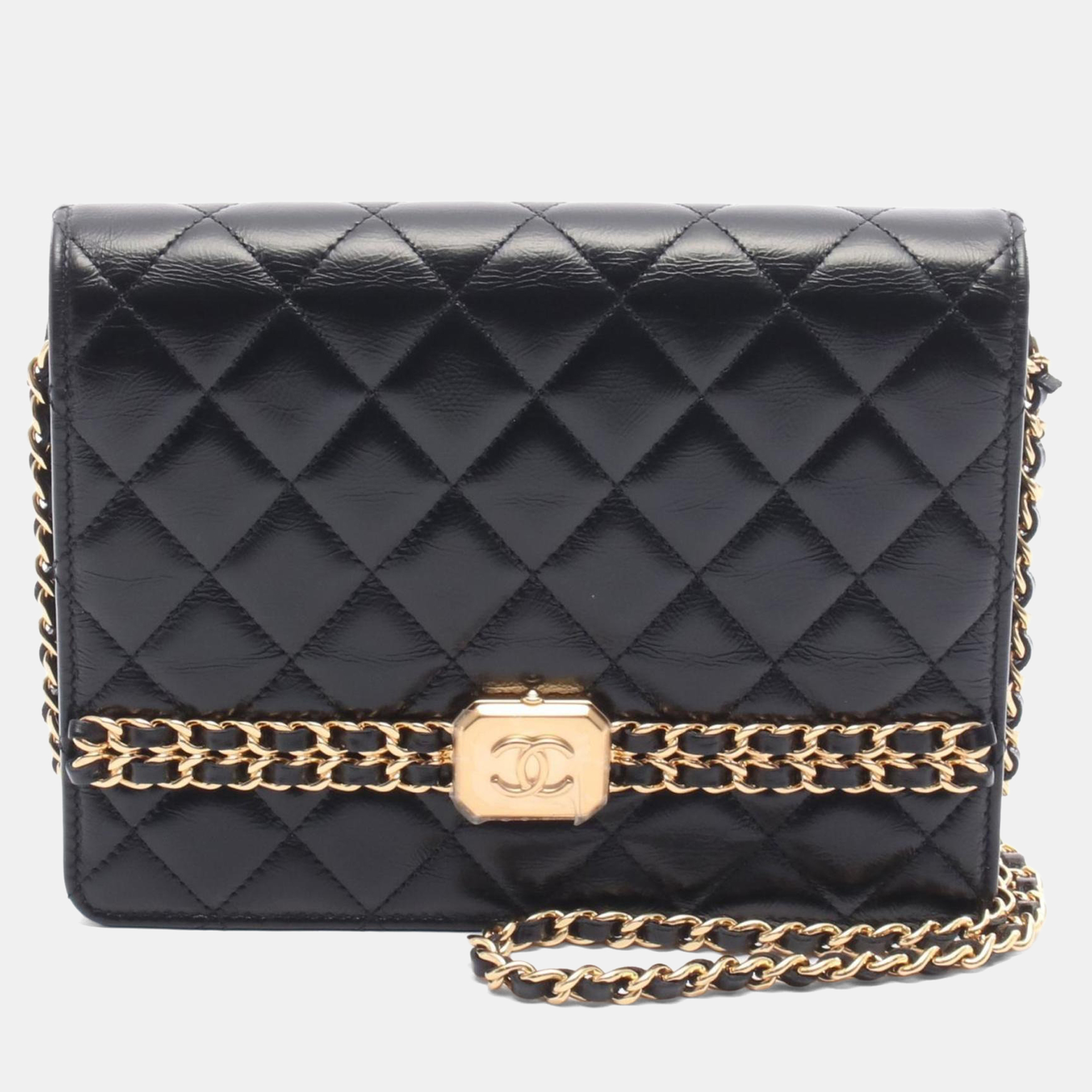 

Chanel Matelasse Shoulder Bag In Calfskin Leather Cowhide Black