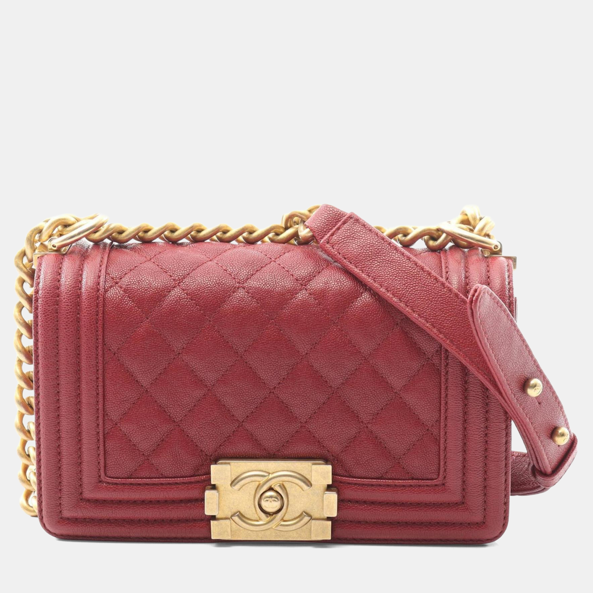 

Chanel Boy Chanel Small Shoulder Bag In Calfskin Leather Red