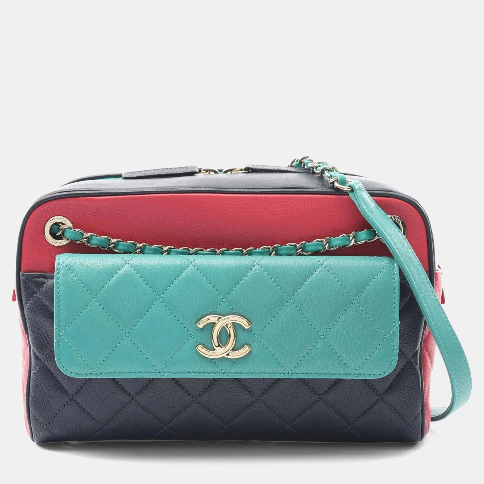 

Chanel Matelasse Shoulder Bag Leather Navy Pink Green, Multicolor