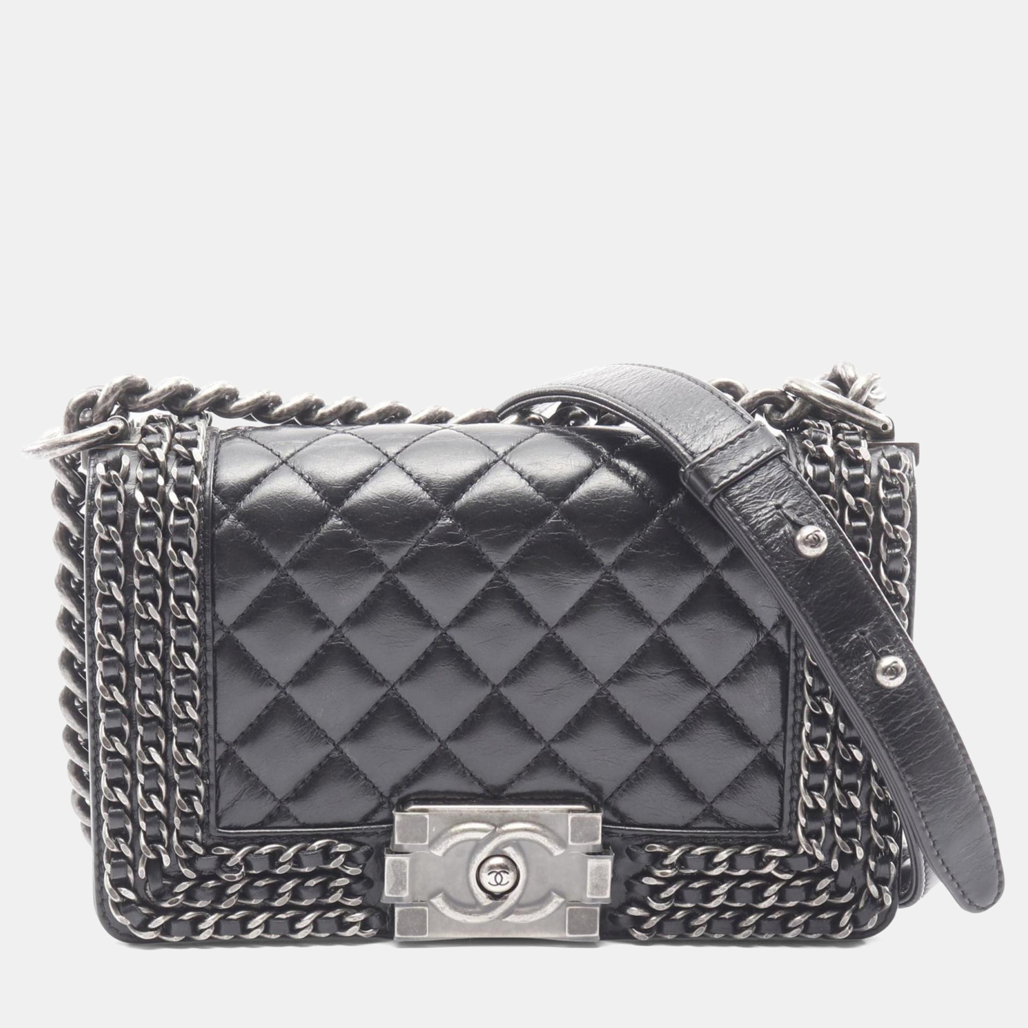 

Chanel Boy Chanel Small Shoulder Bag Leather Lambskin Sheepskin Black