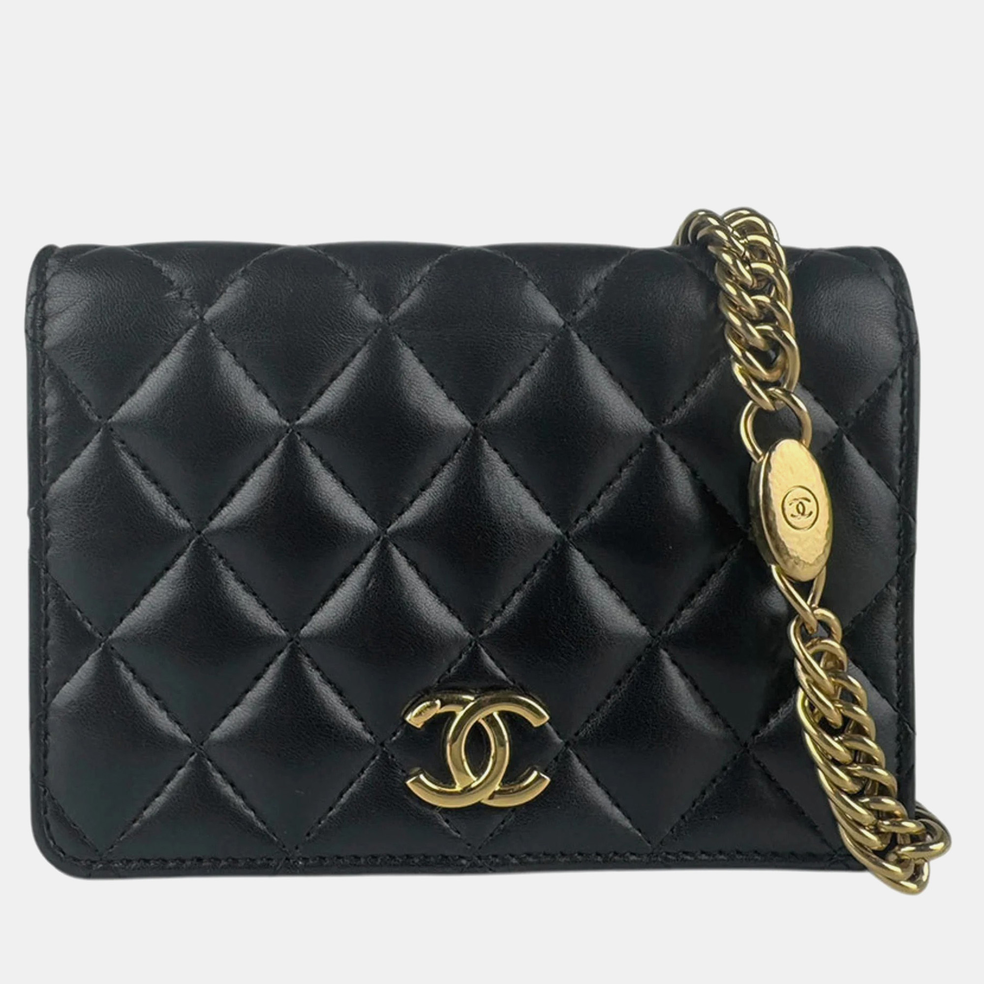 

Chanel Chain Wallet Lambskin Black And Gold