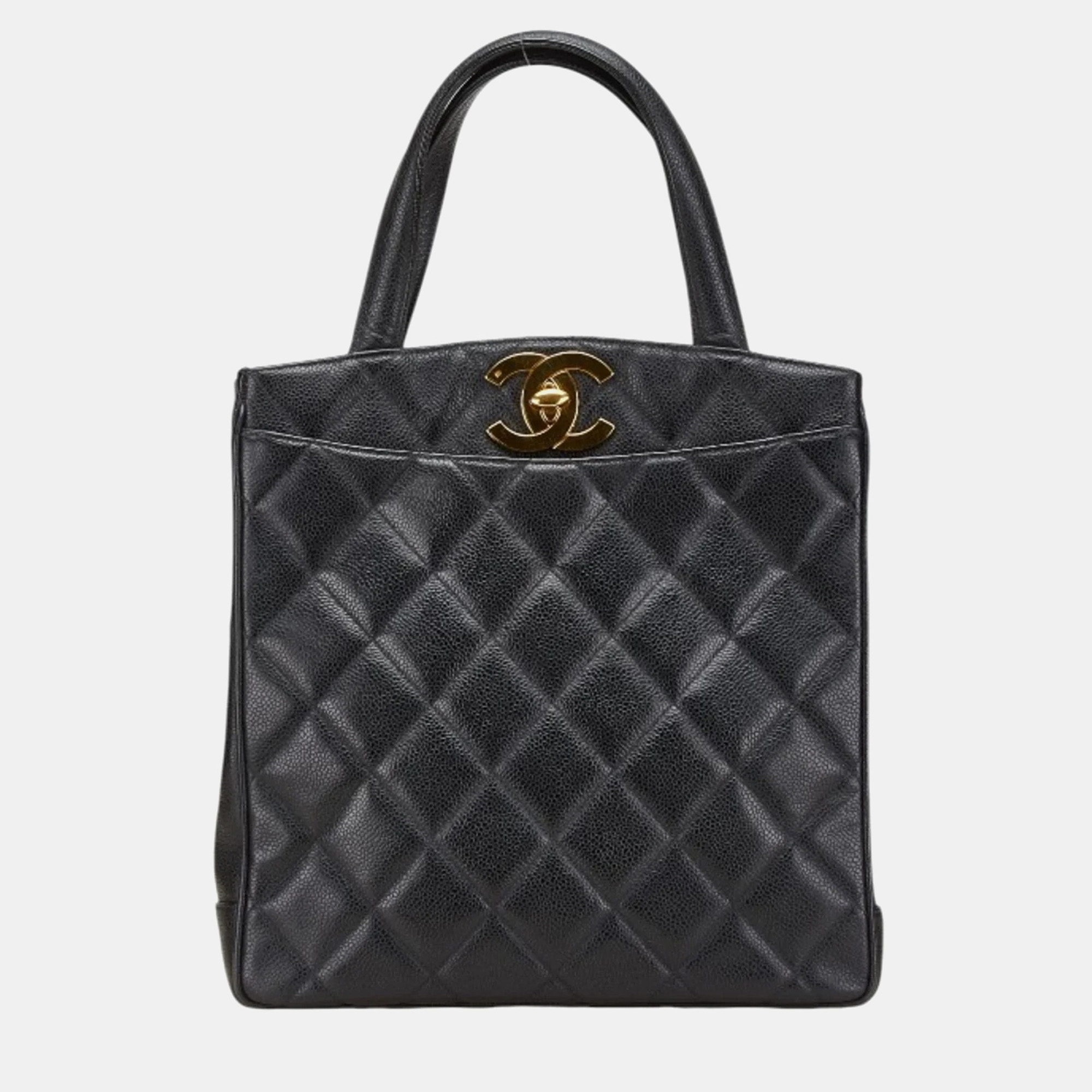 

Chanel Matelasse Coco Mark Handbag In Black Caviar Skin