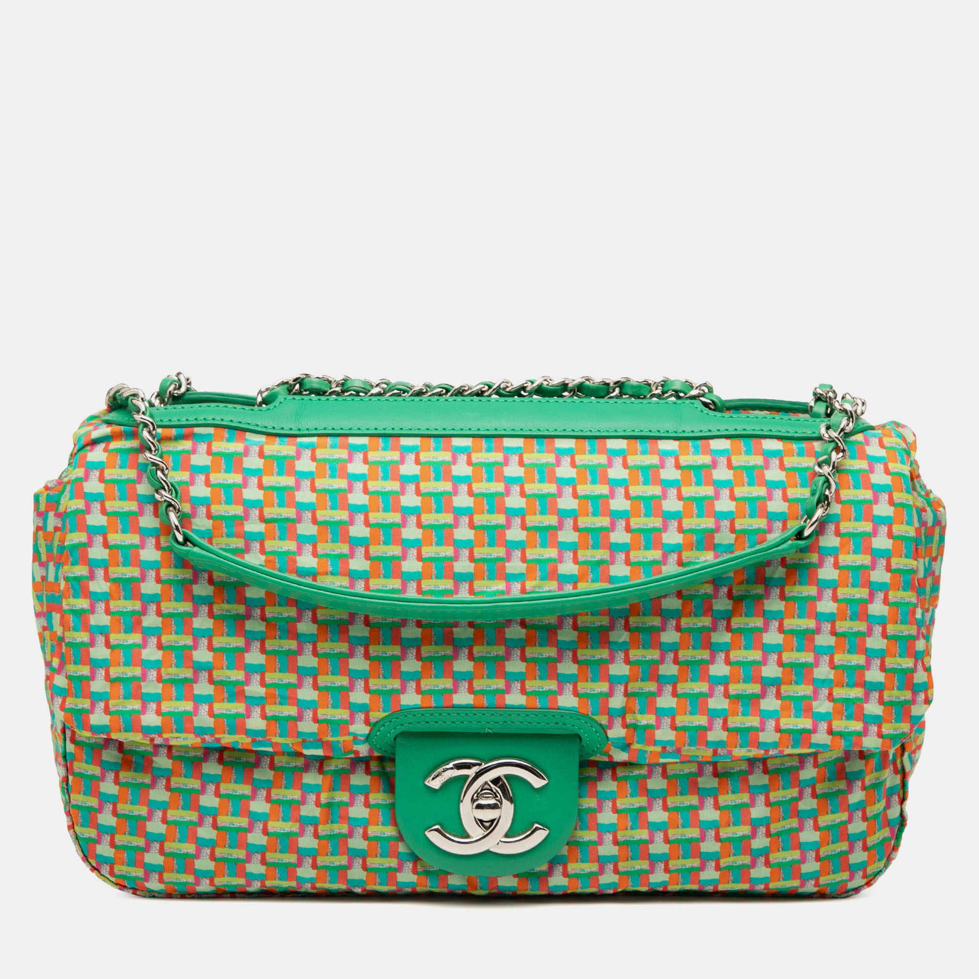 

Chanel Green Medium Quilted Rubber and Lambskin Coco Rain Flap