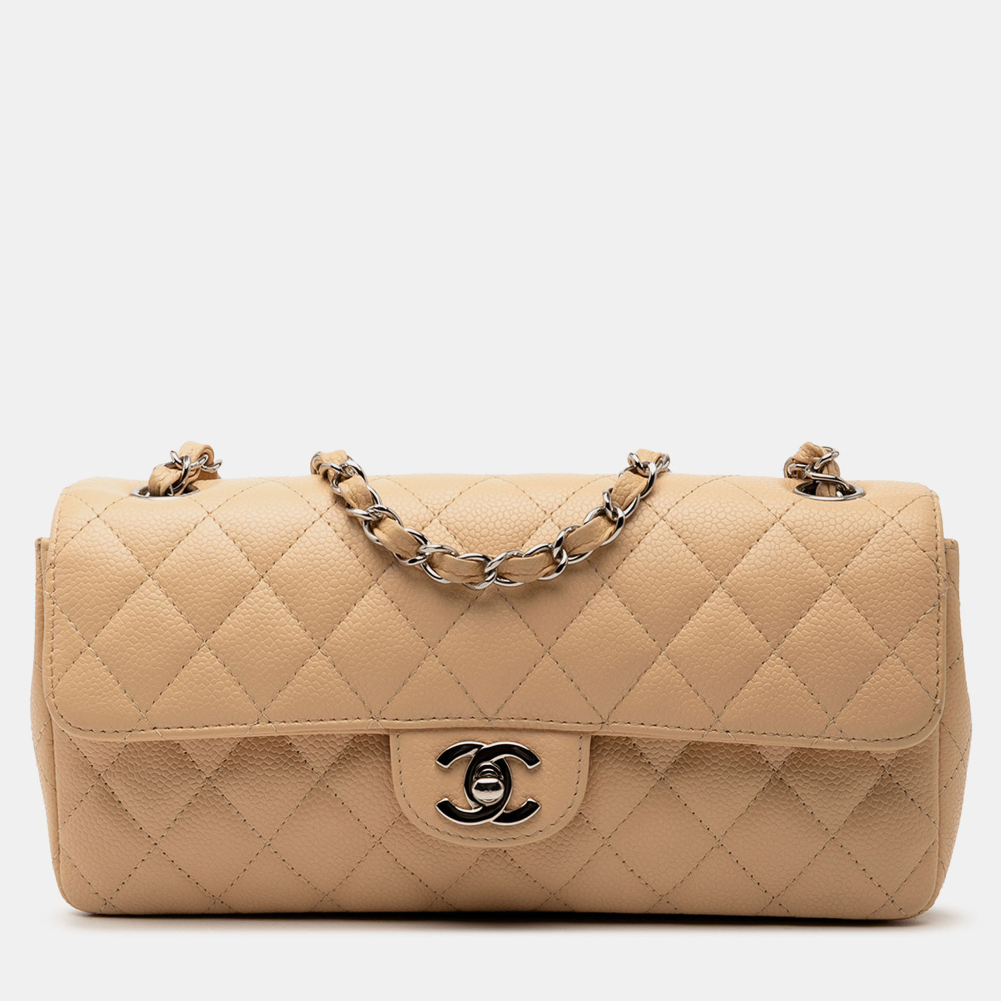 

Chanel Beige Classic Caviar East West Single Flap