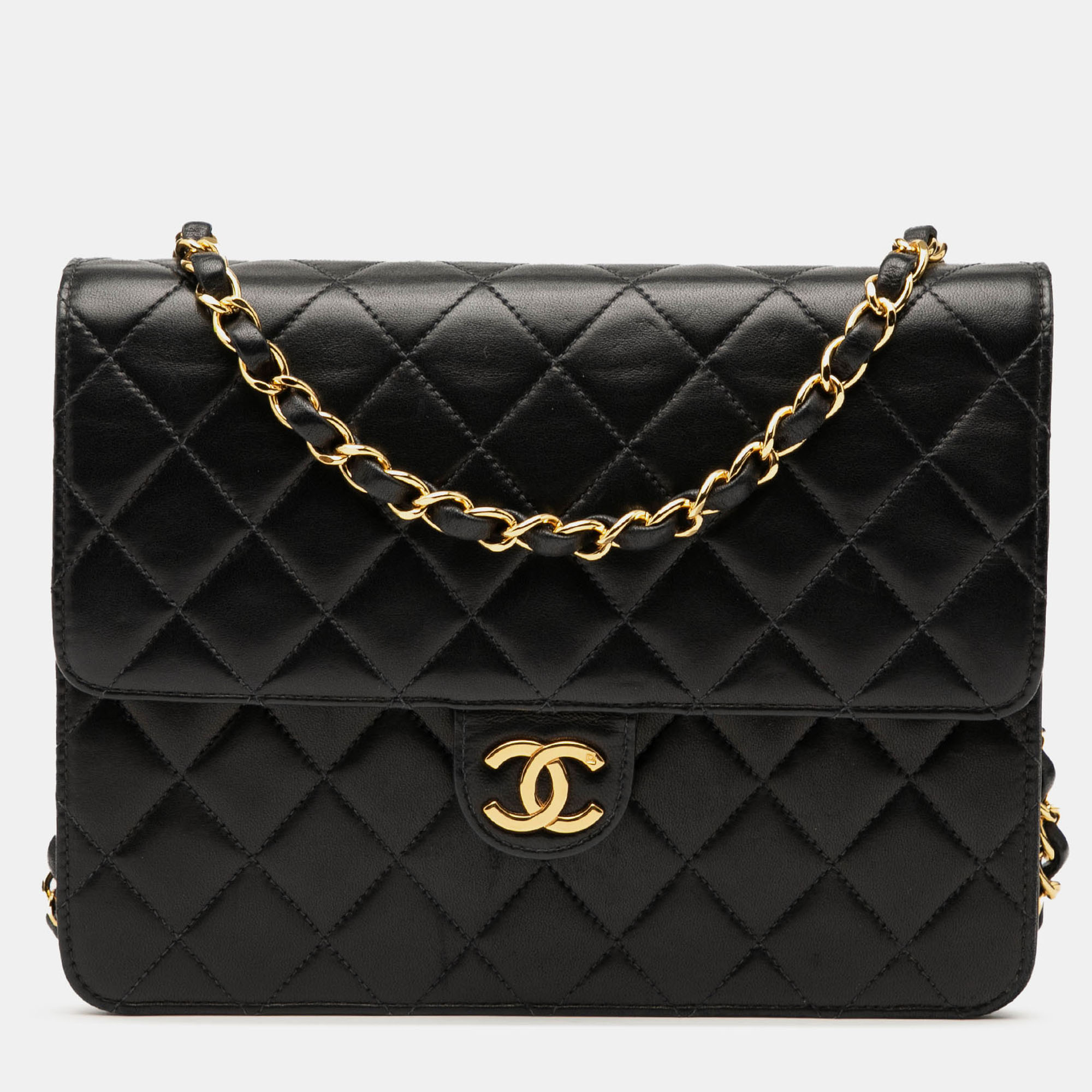 

Chanel Black Small CC Quilted Lambskin Single Flap