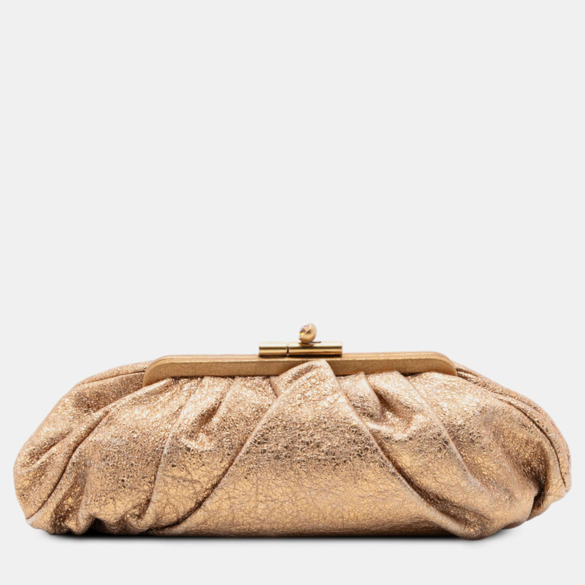 

Chanel Gold Metallic Crackled Calfskin Monte Carlo Clutch