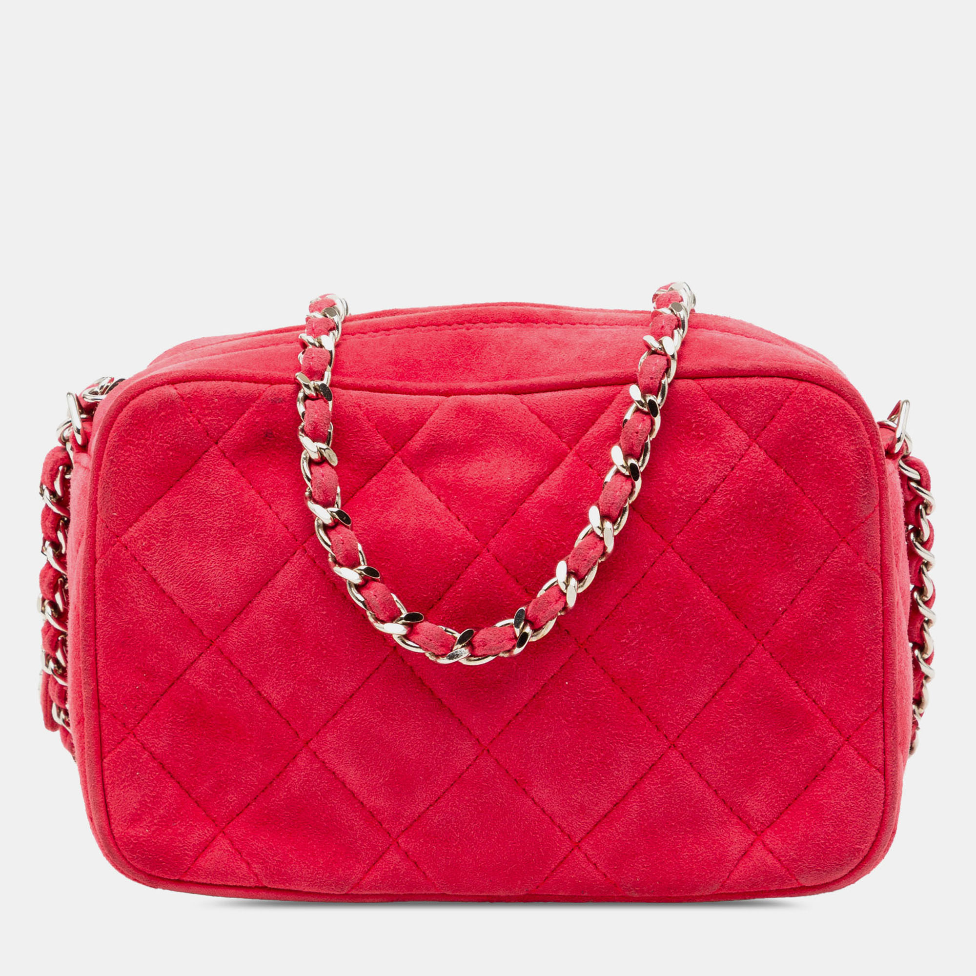 

Chanel Red Quilted Suede Camera Bag