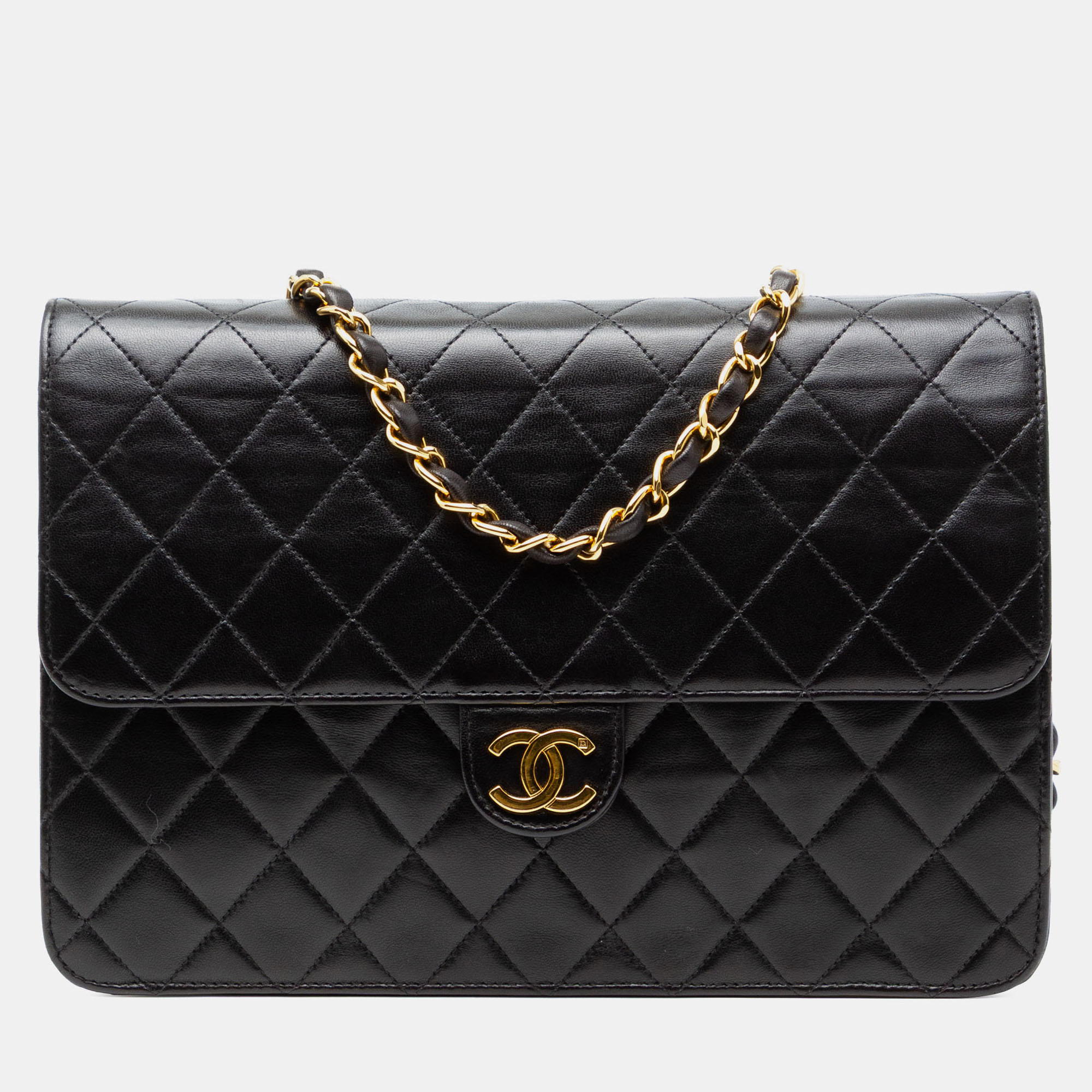 

Chanel Black CC Quilted Lambskin Single Flap