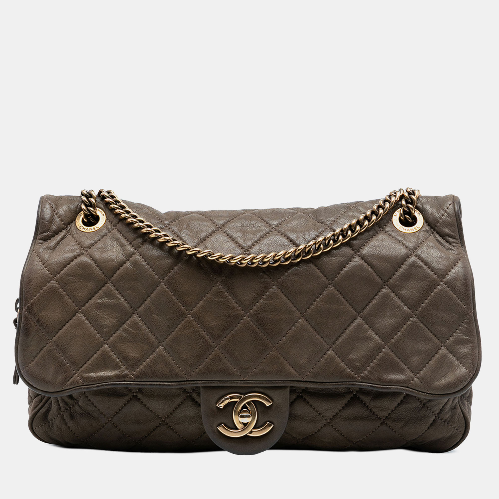 

Chanel Brown Large Quilted Iridescent Calfskin Shiva Flap
