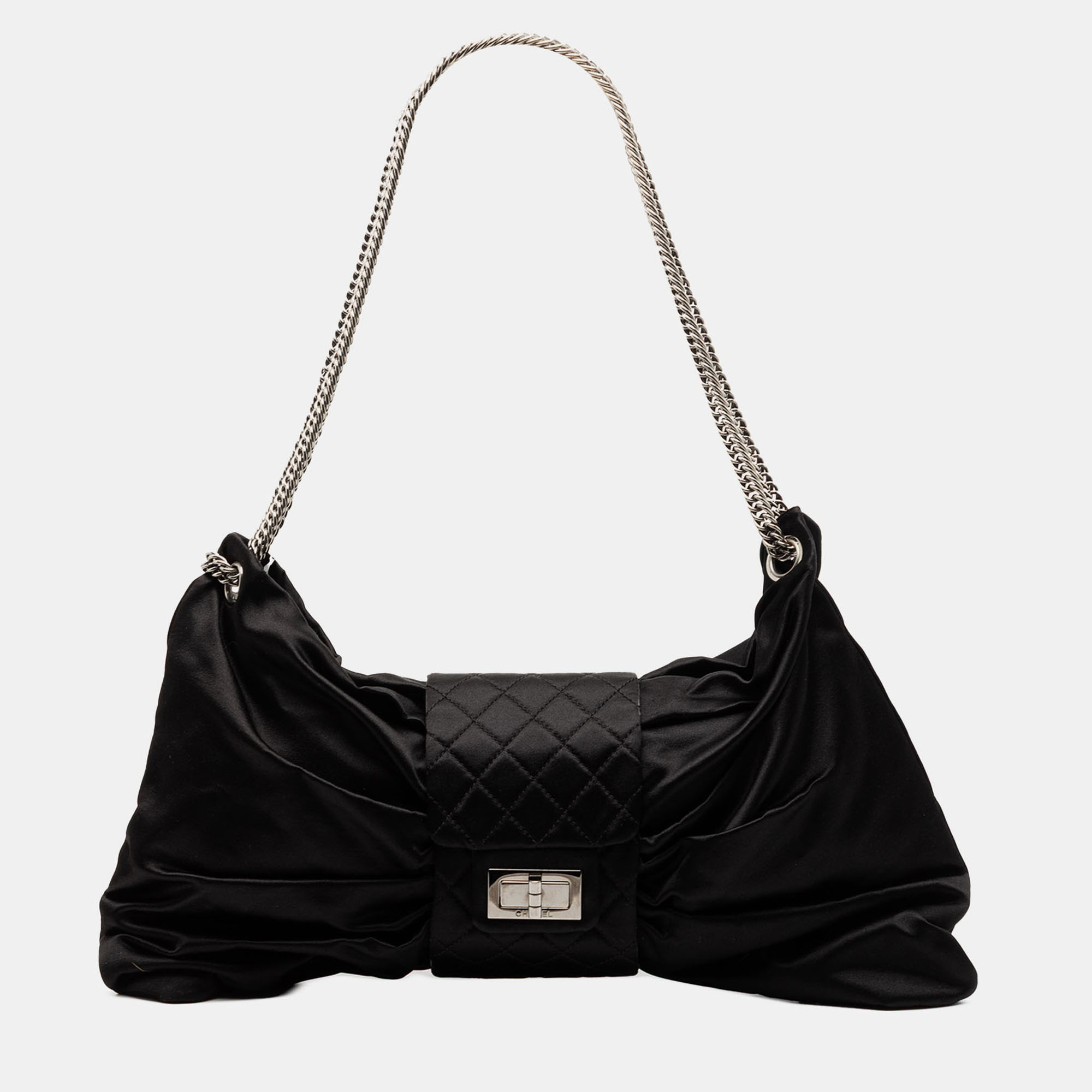 

Chanel Black Medium Satin Bow Mademoiselle Shoulder Bag