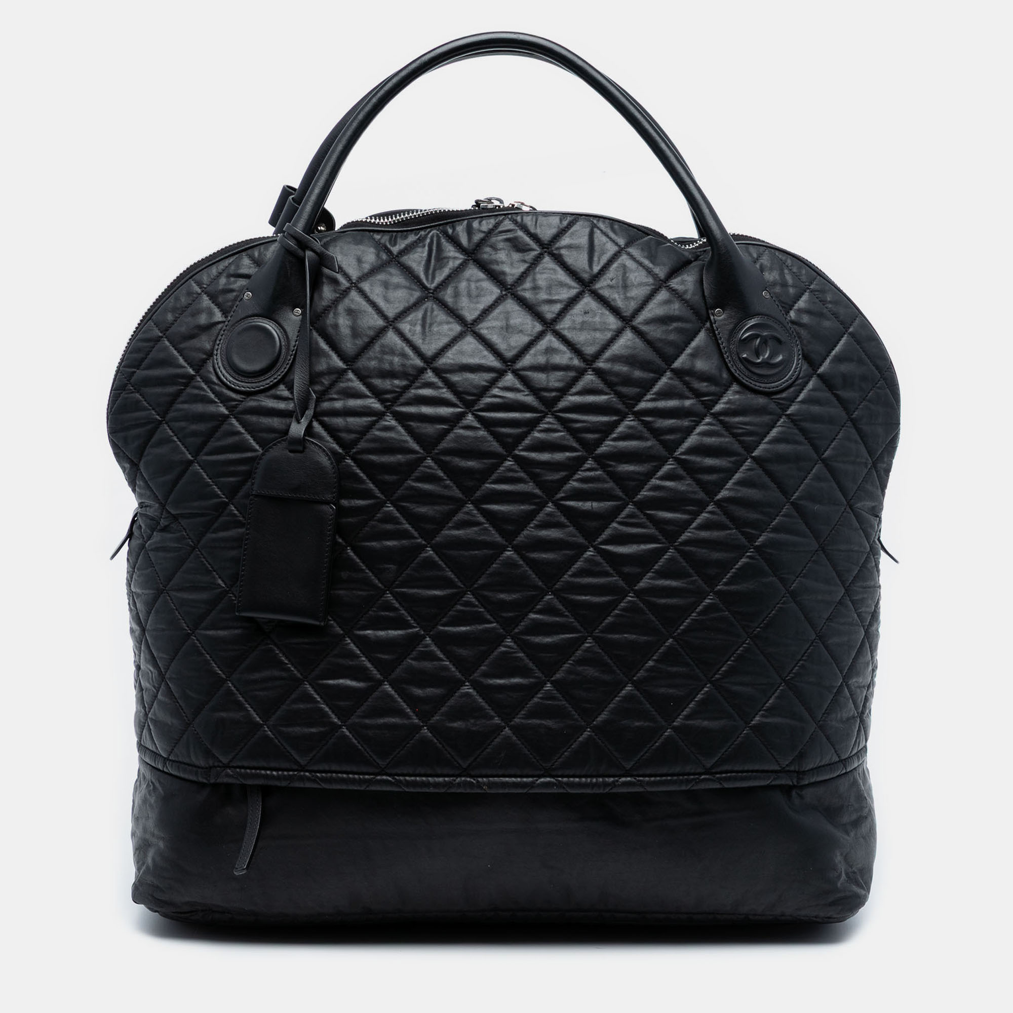 

Chanel Black  Quilted Coated Canvas Horizontal Sport Weekender