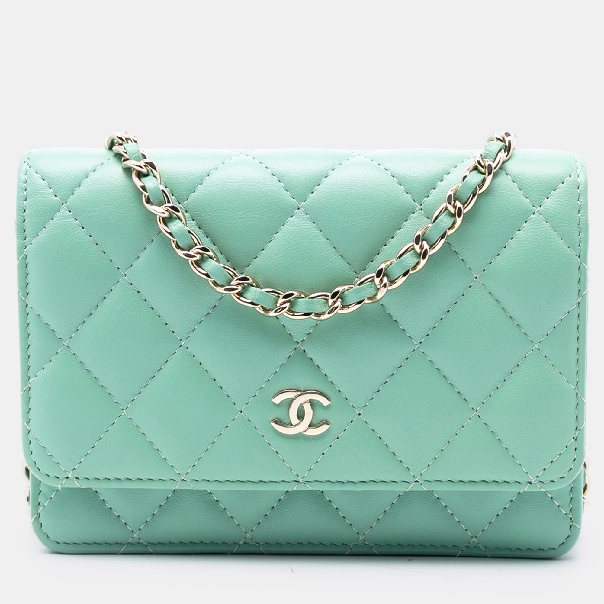 

Chanel Green Mini CC Quilted Lambskin Wallet On Chain