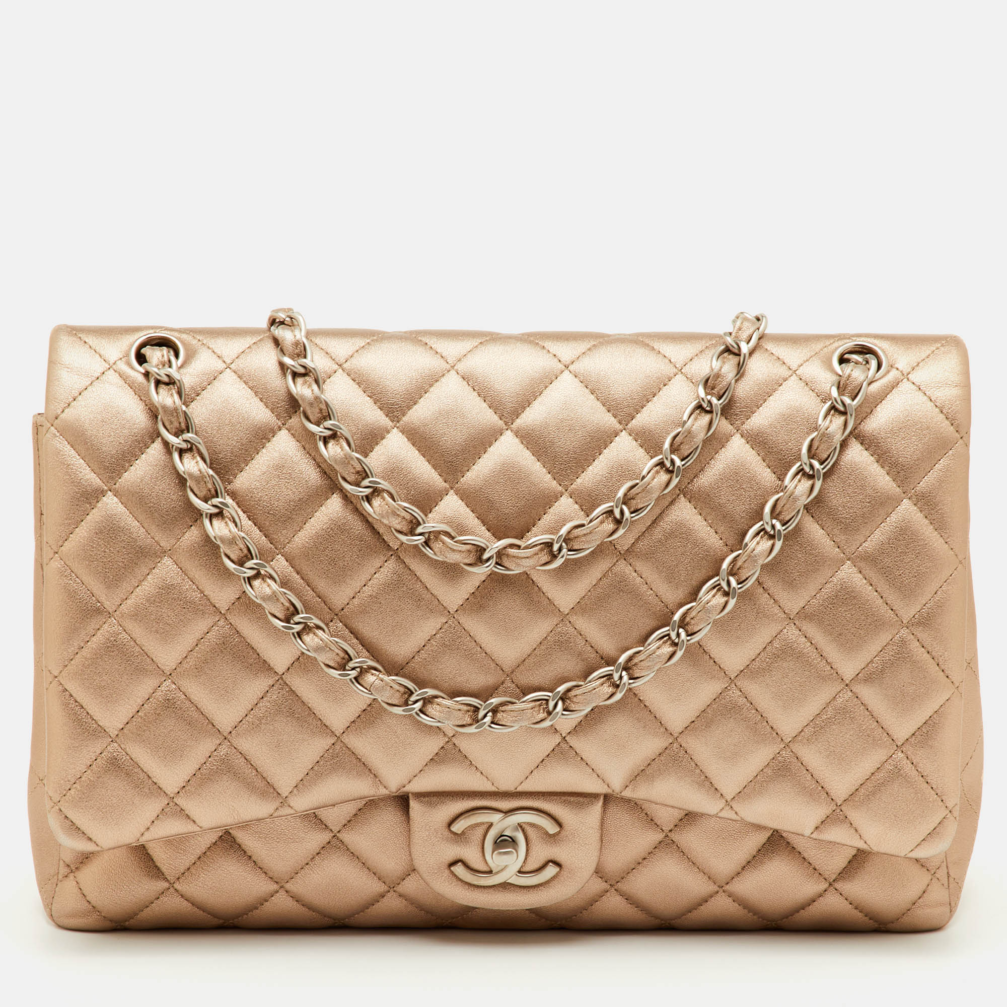 

Chanel Metallic Quilted Leather Maxi Classic Double Flap Bag