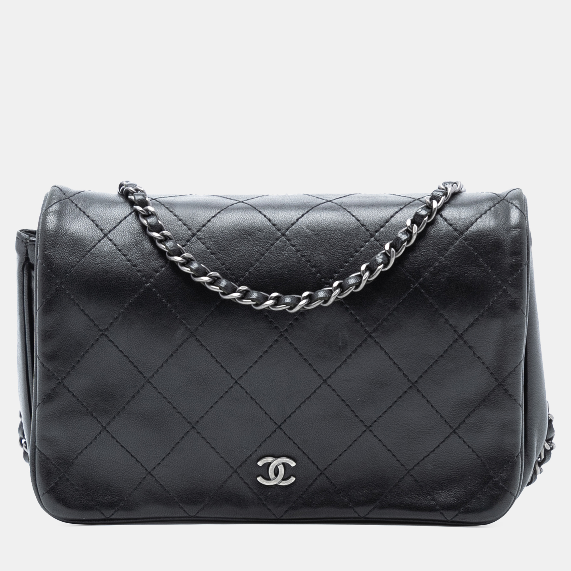 

Chanel Black CC Quilted Lambskin Full Flap Wallet on Chain