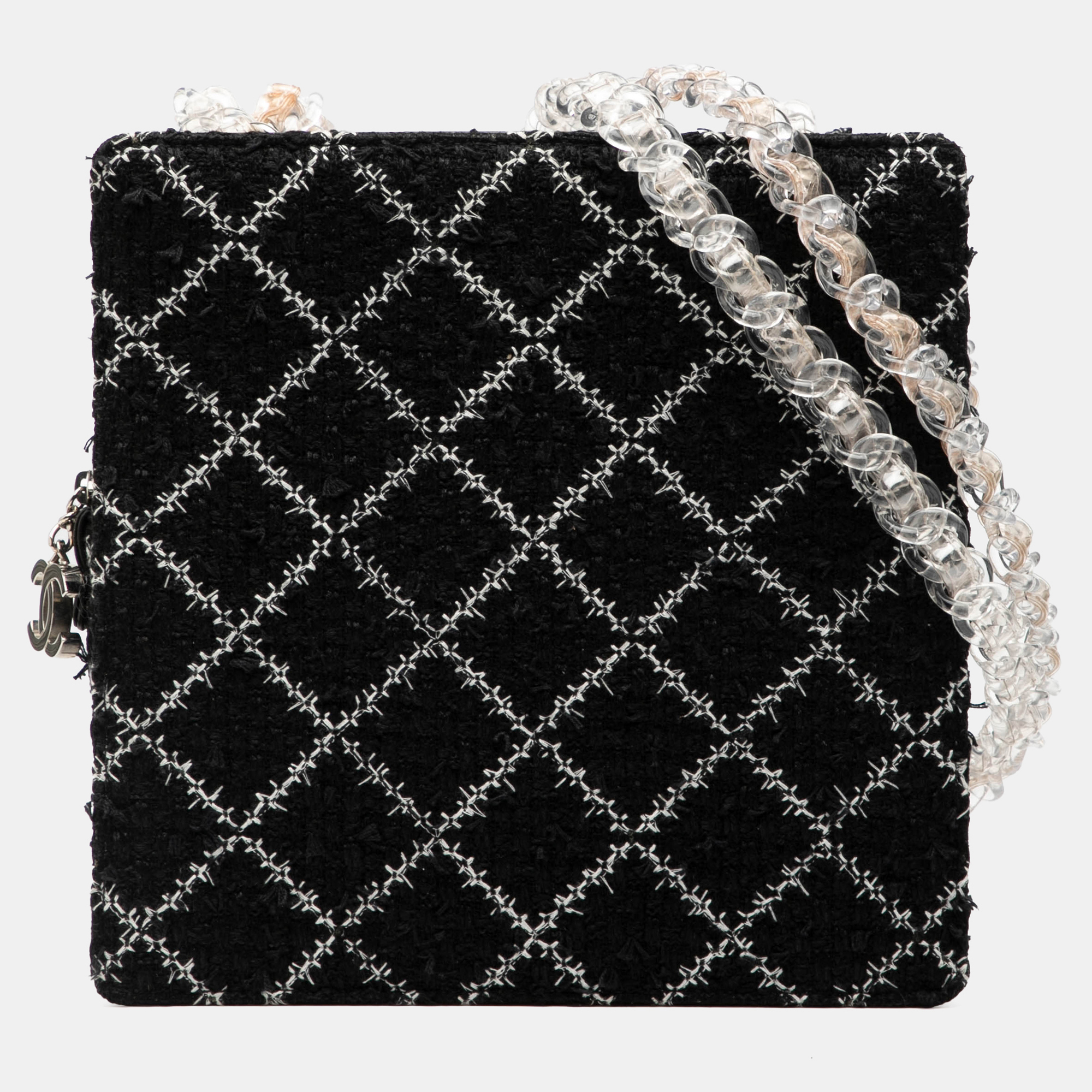 

Chanel Black Tweed and Resin Zipped Chain Shopping Bag