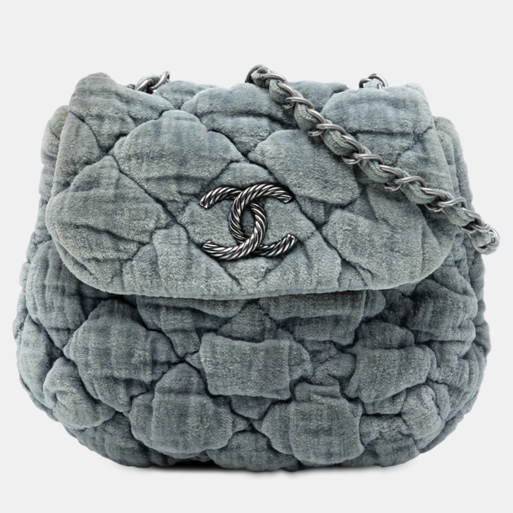 Pre-owned Chanel Paris Moscou Mini Velvet Bubble Quilt Flap