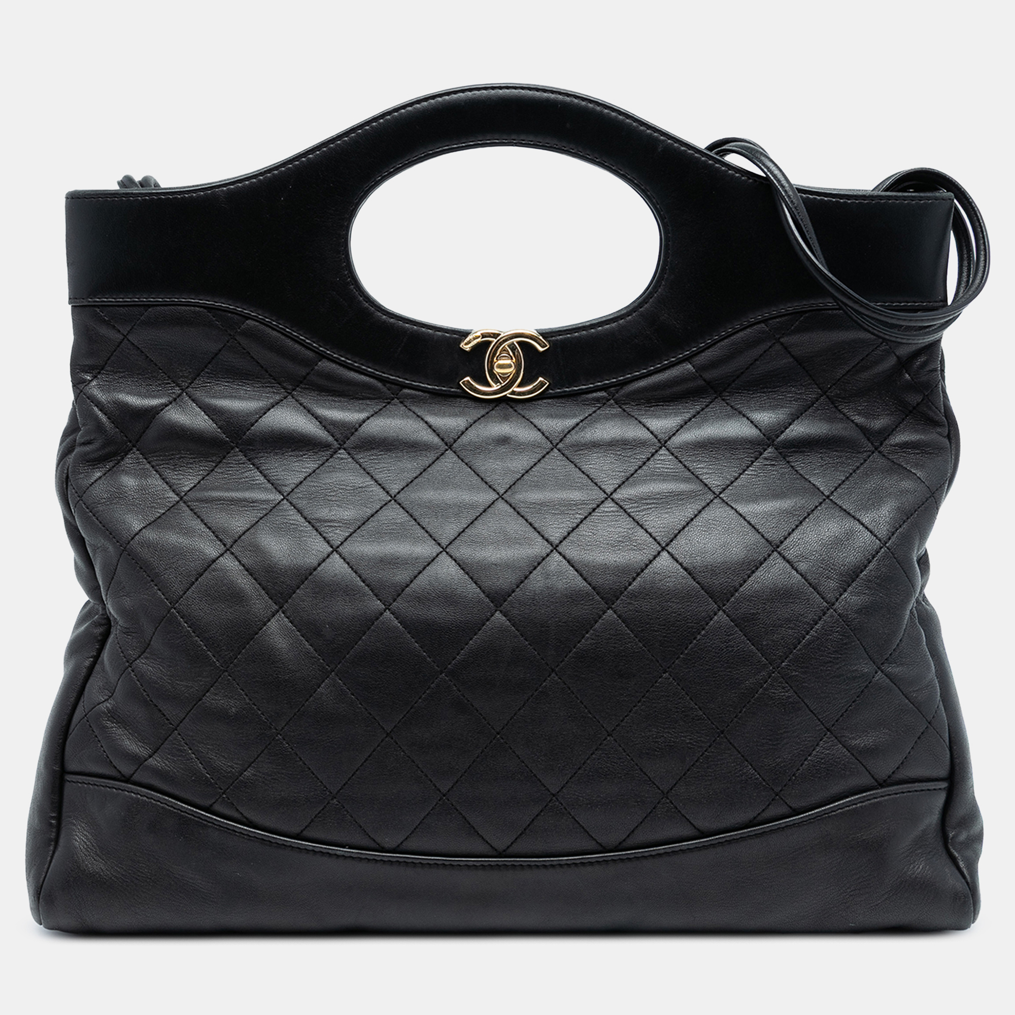 

Chanel Black Large Quilted Lambskin 31 Shopping Bag
