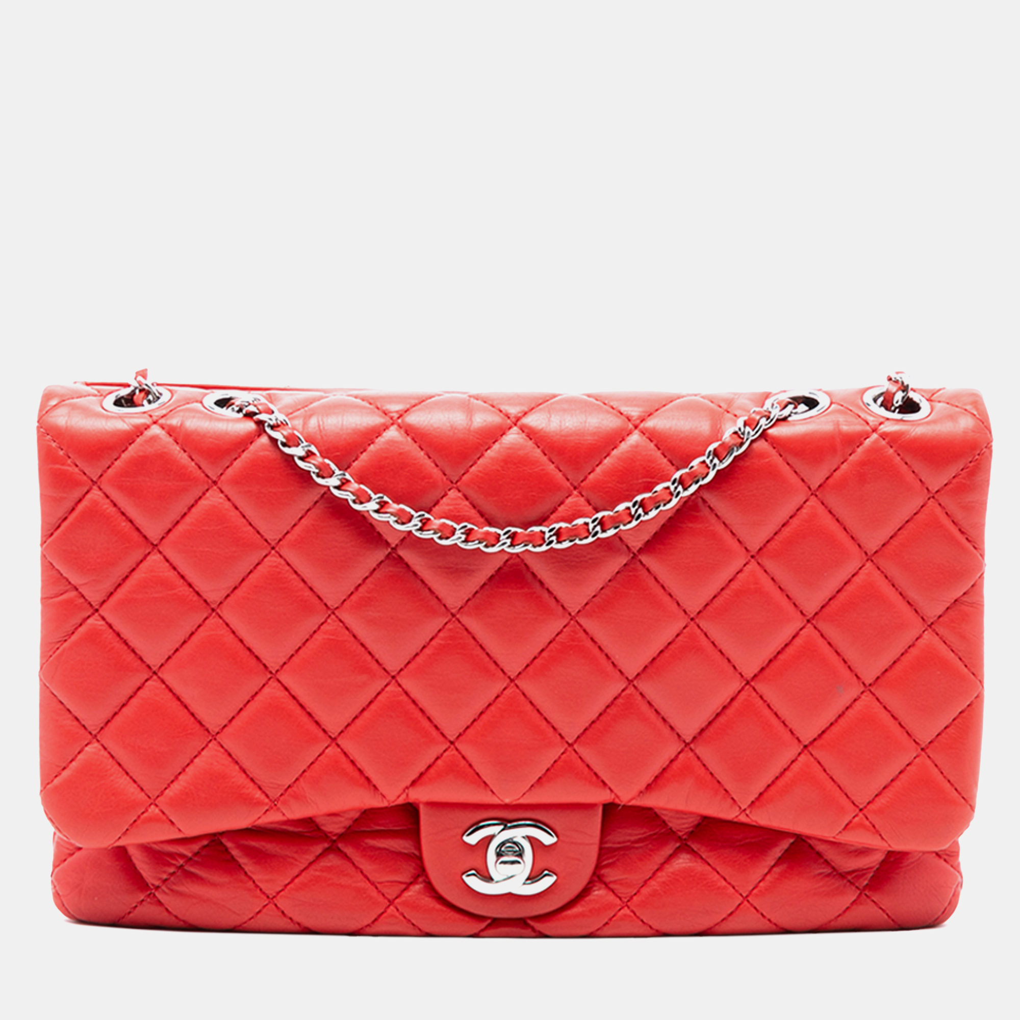 

Chanel Red Jumbo Quilted Calfskin Tender Touch Flap