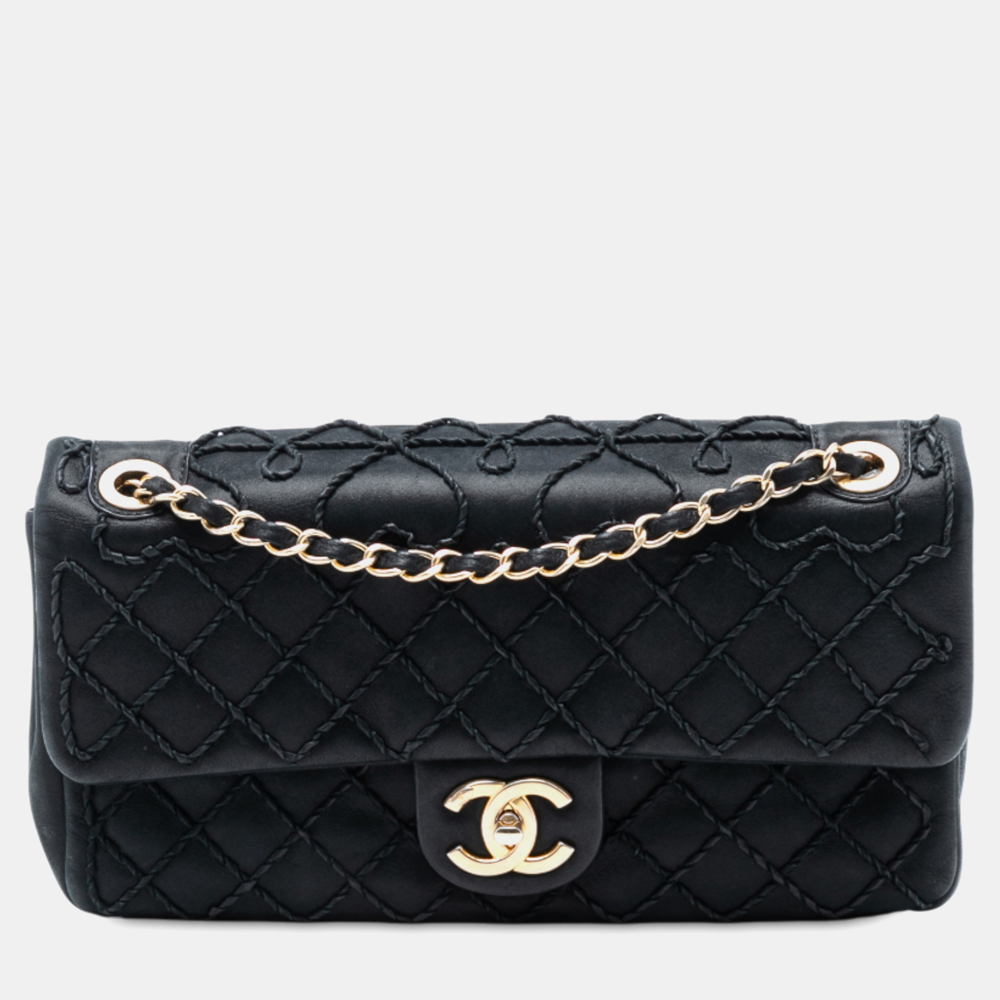 

Chanel Black Calfskin Ultra Stitch Heart Flap