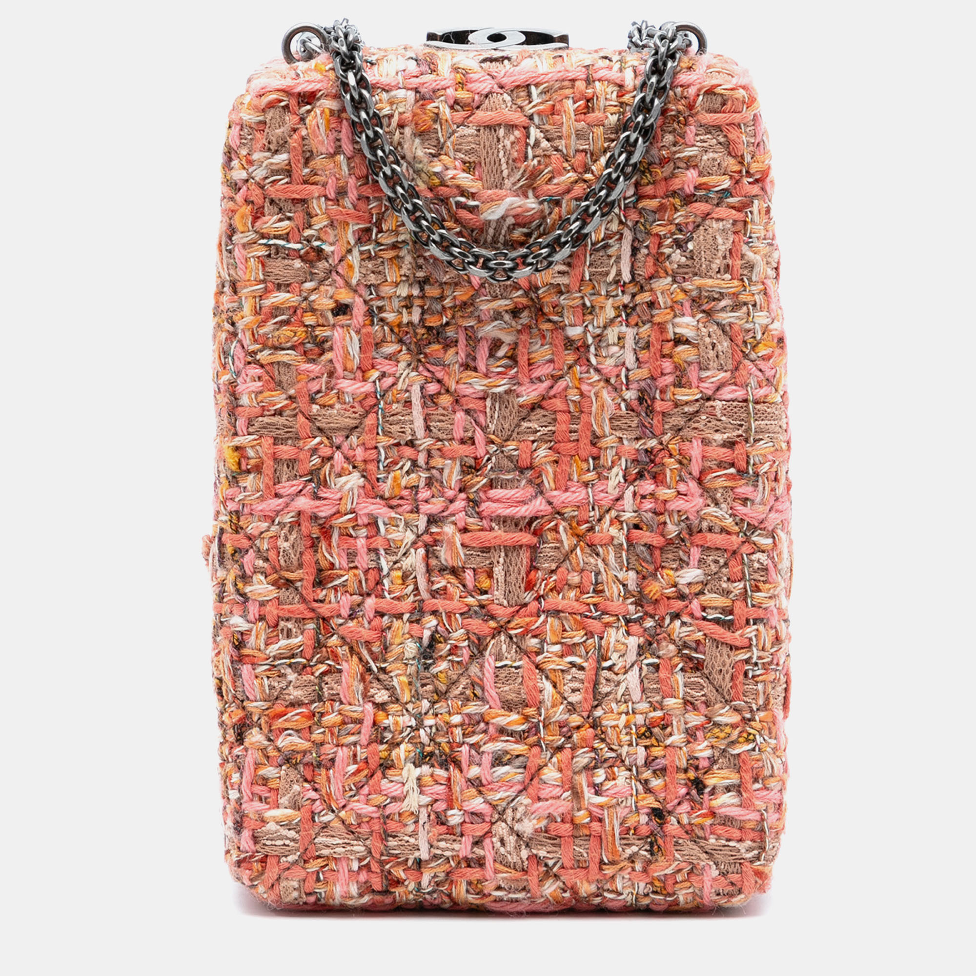 

Chanel Pink CC Tweed Chain Vertical Box Crossbody