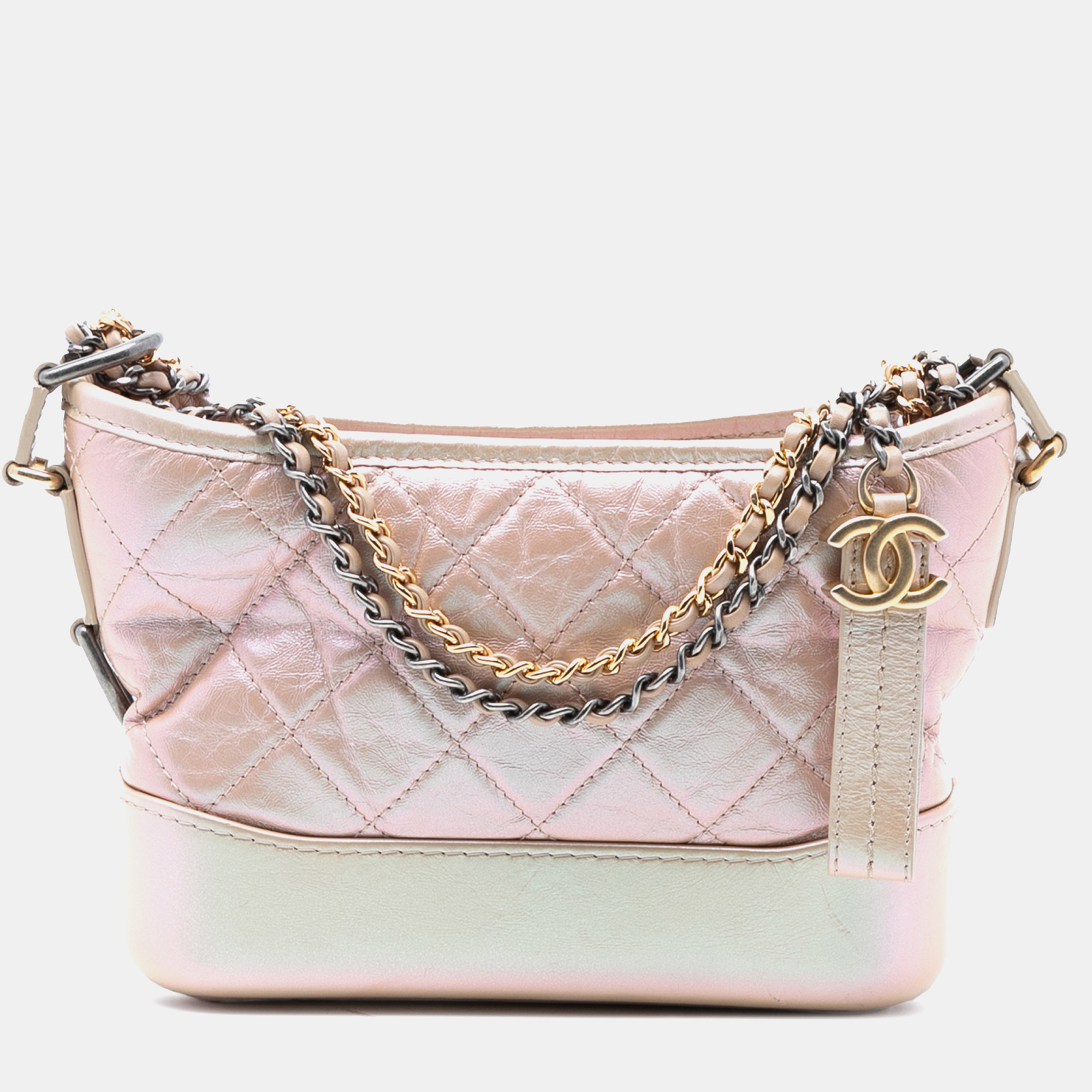 

Chanel Pink Small Iridescent Aged Calfskin Gabrielle Crossbody