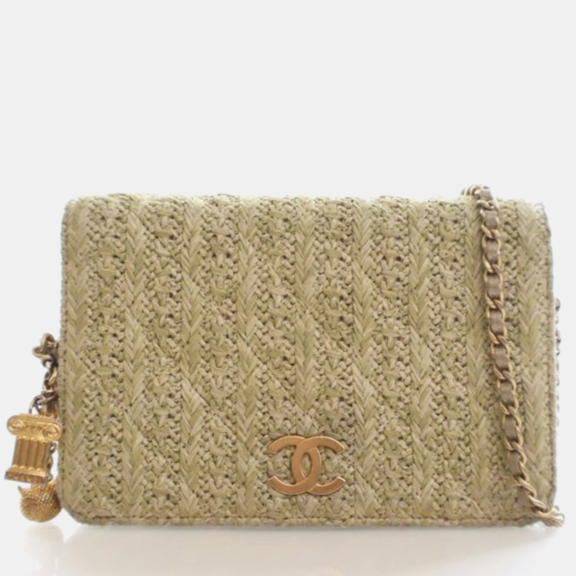 

Chanel Woven Straw Paris-Greece Wallet On Chain, Beige