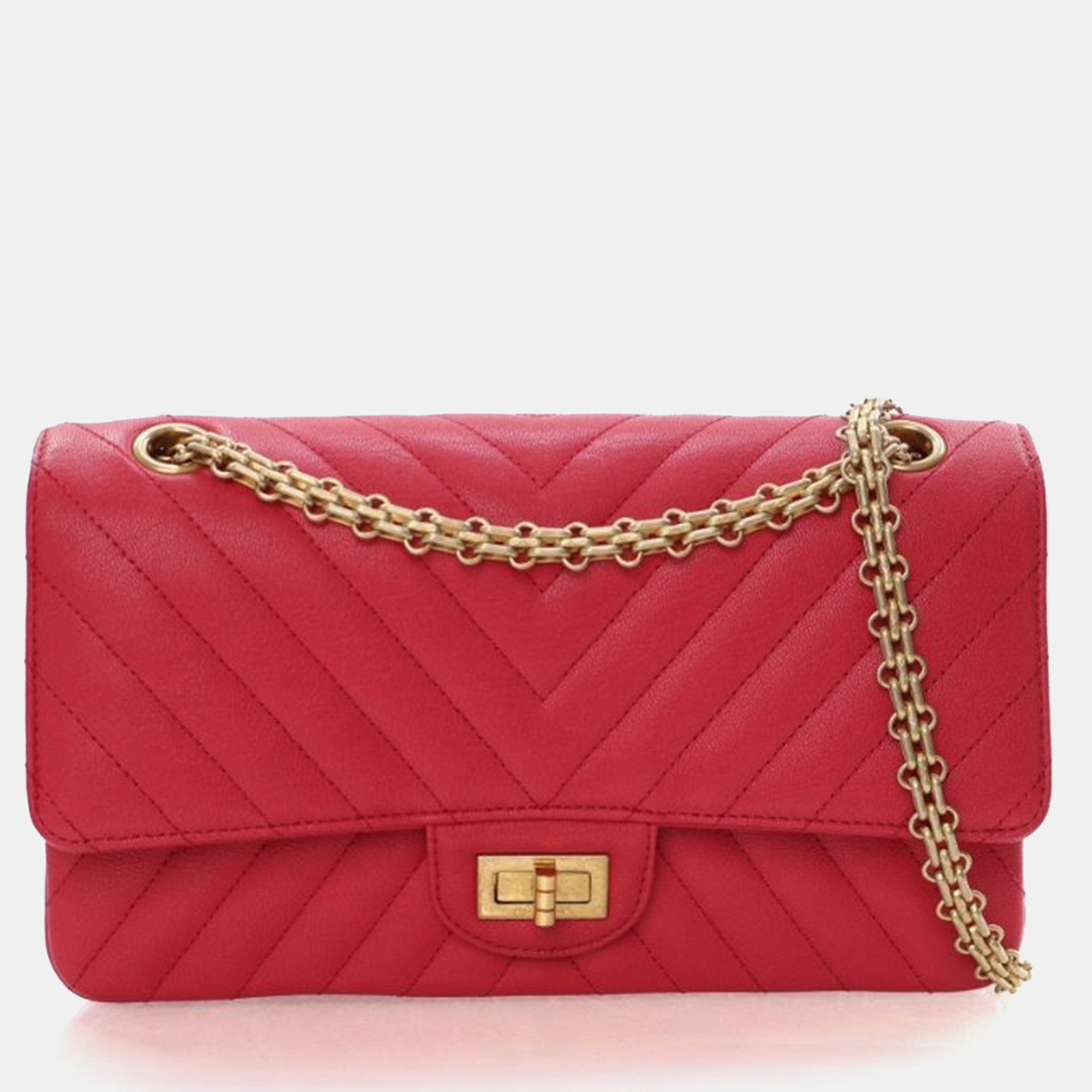 

Chanel Chevron Sheepskin Reissue 2.55 Flap Bag 225, Red