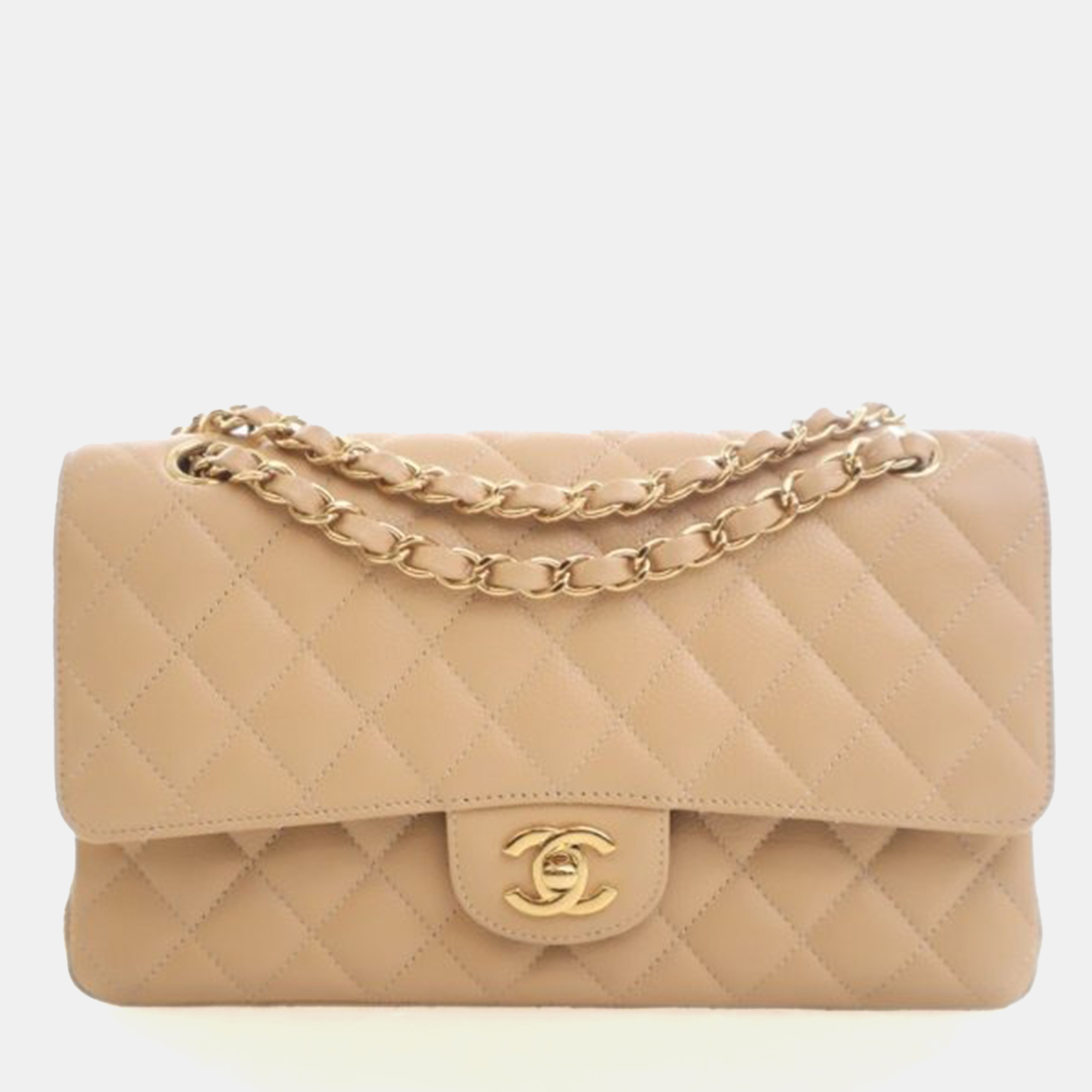 

Chanel Medium Caviar Classic Double Flap Bag, Beige