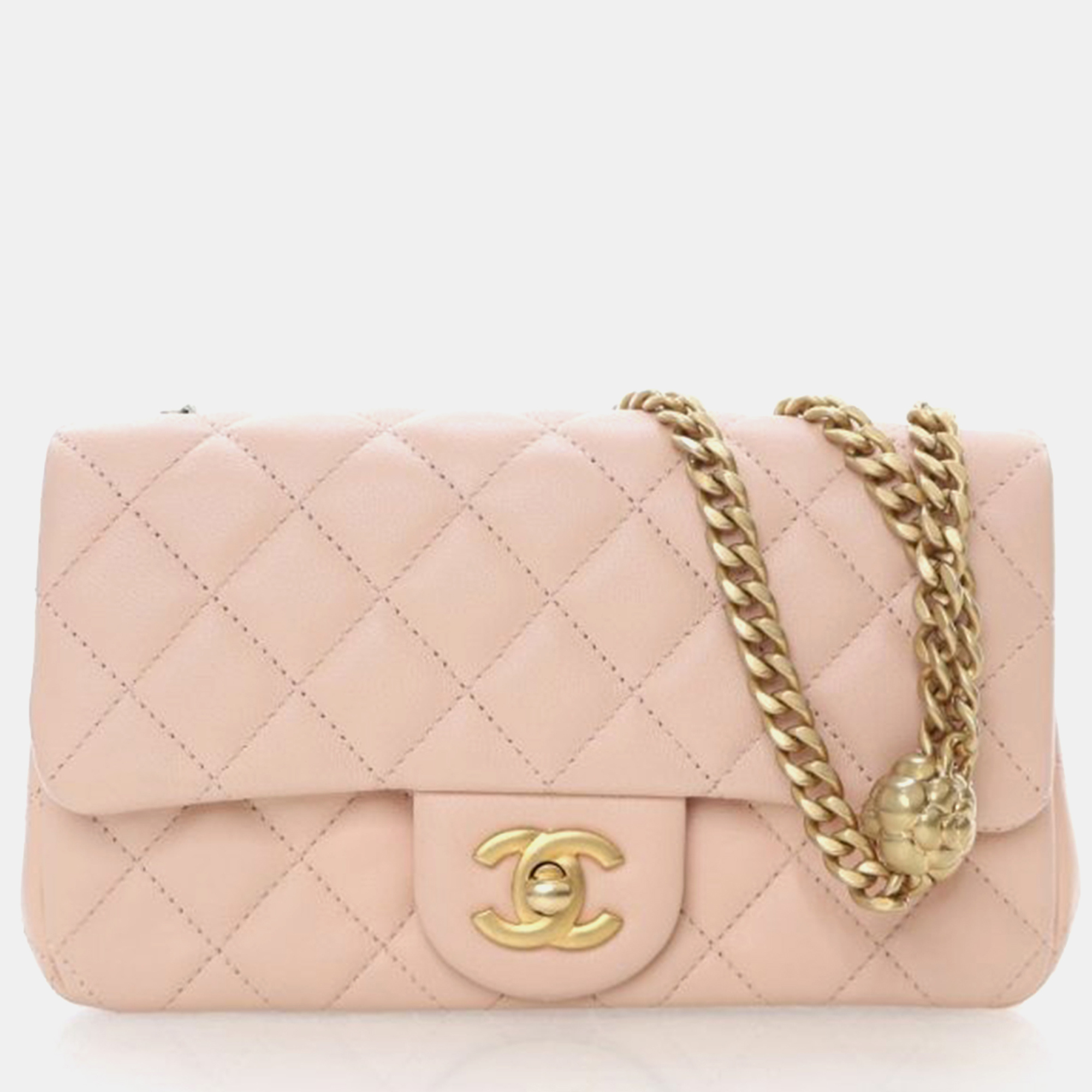 

Chanel Mini Lambskin Sweet Camellia Rectangular Flap Bag, Pink