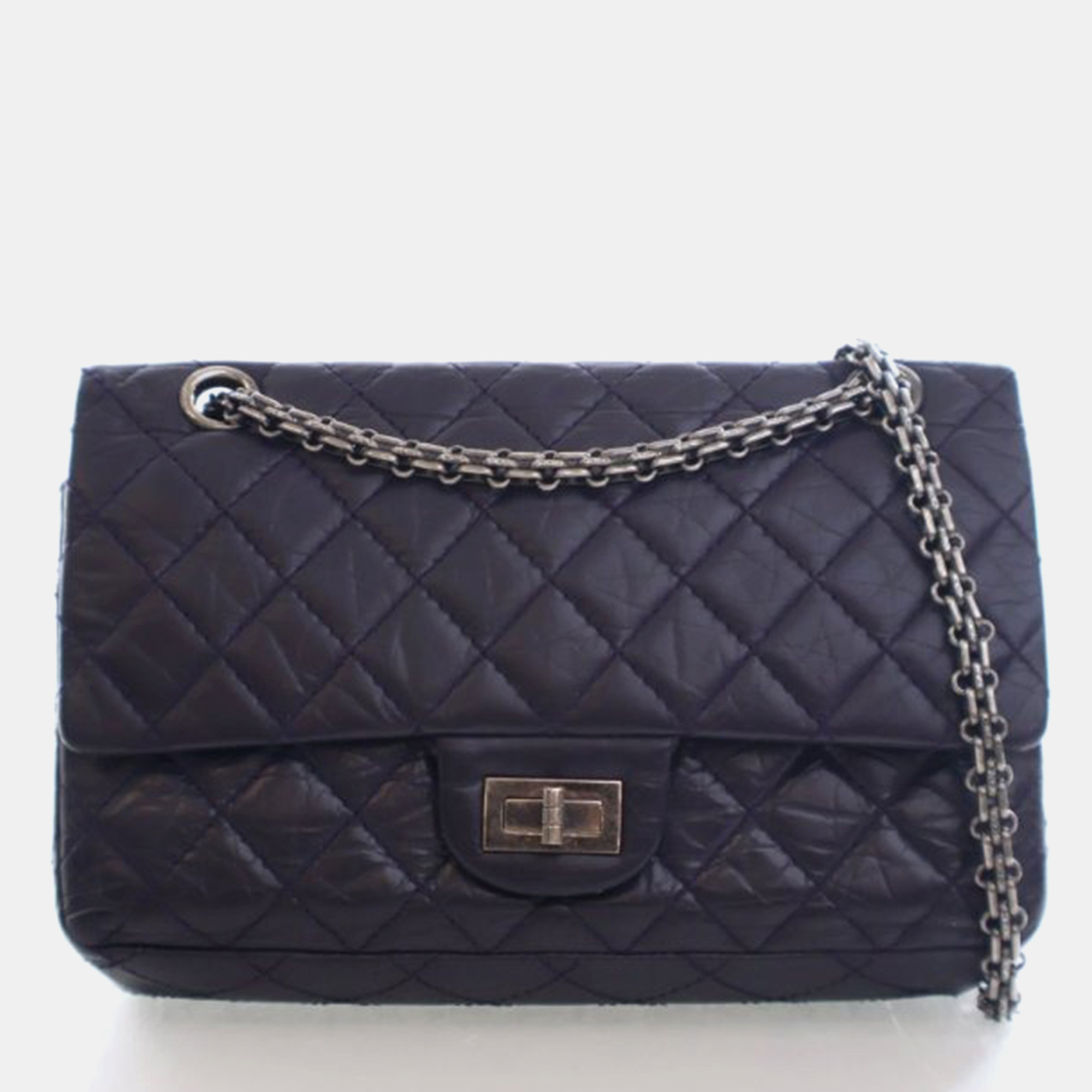 

Chanel Crumpled Calfskin Reissue 2.55 Flap Bag 225, Purple