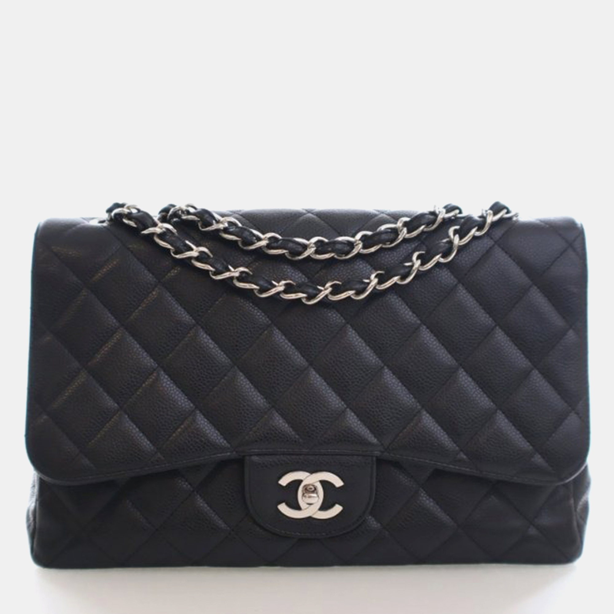 

Chanel Jumbo Caviar Classic Single Flap Bag, Black