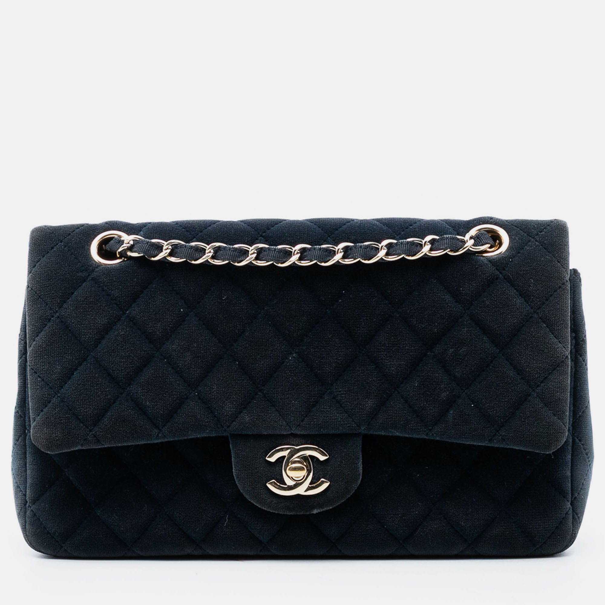 

Chanel Blue Medium Classic Velvet Double Flap