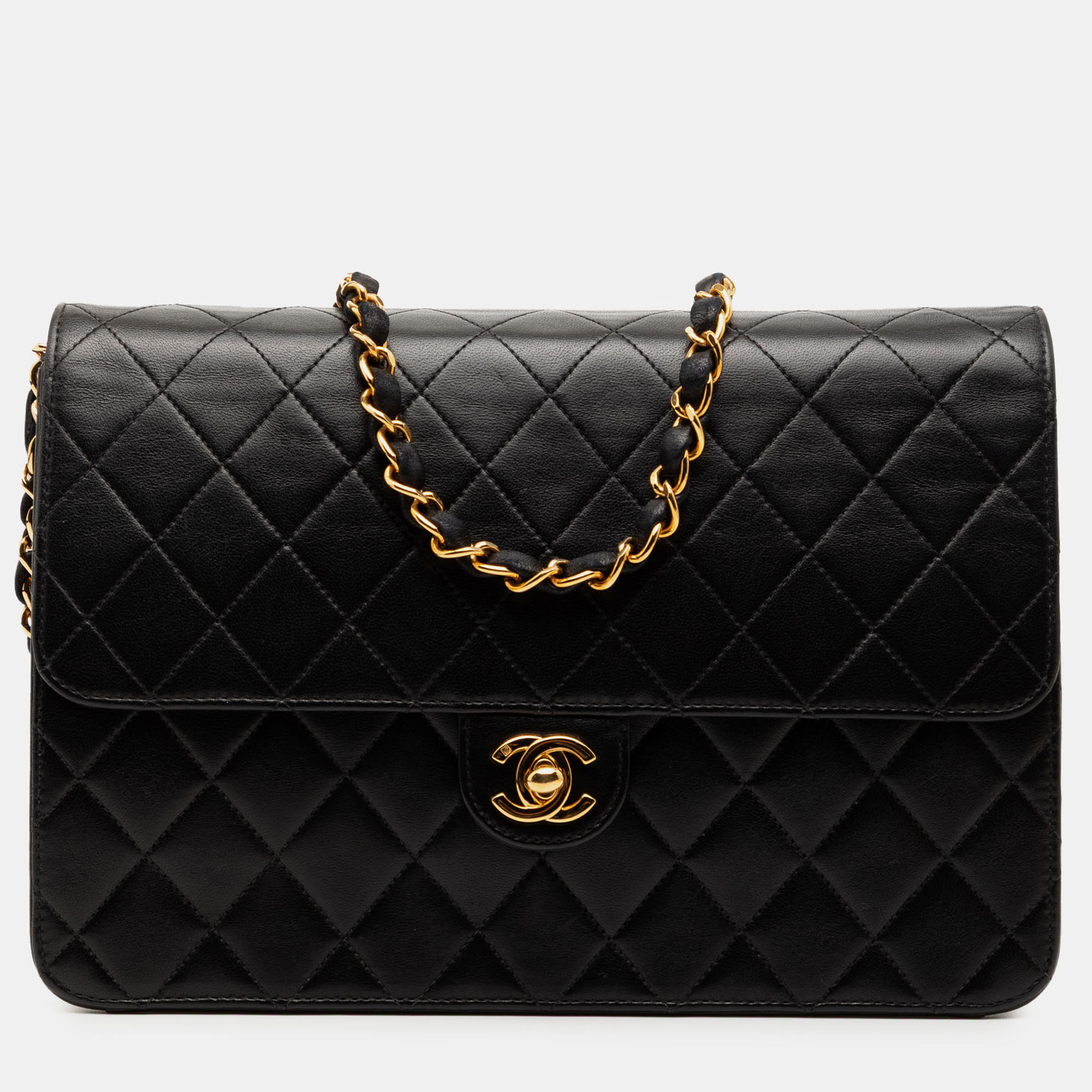 

Chanel Black CC Quilted Lambskin Single Flap