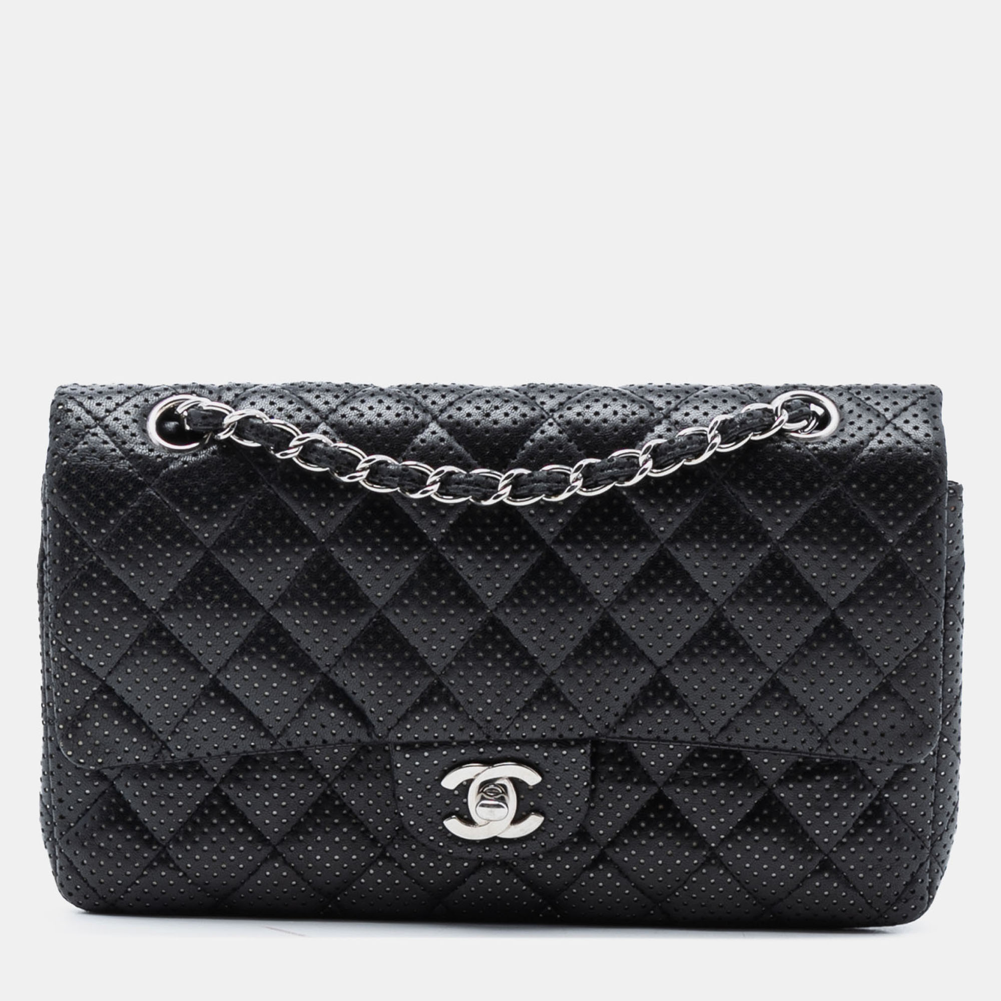 

Chanel Black Medium Classic Perforated Lambskin Double Flap