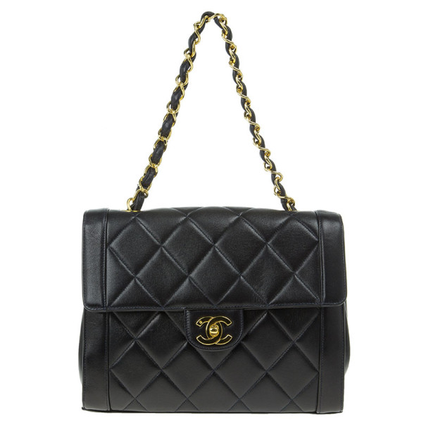 مملوكة مسبقًا Chanel Black Lambskin Square Flap Bag