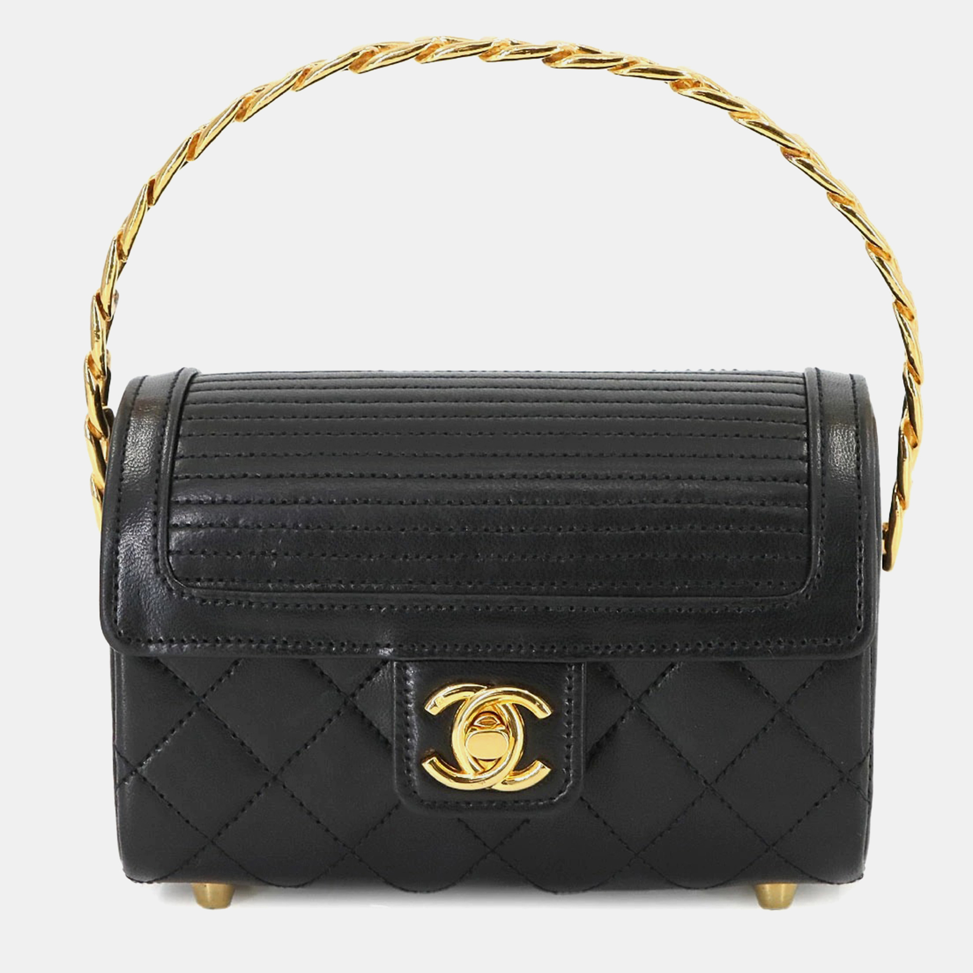 

Chanel Vanity Chest Black Quilted Lambskin Top Handle Flap Bag