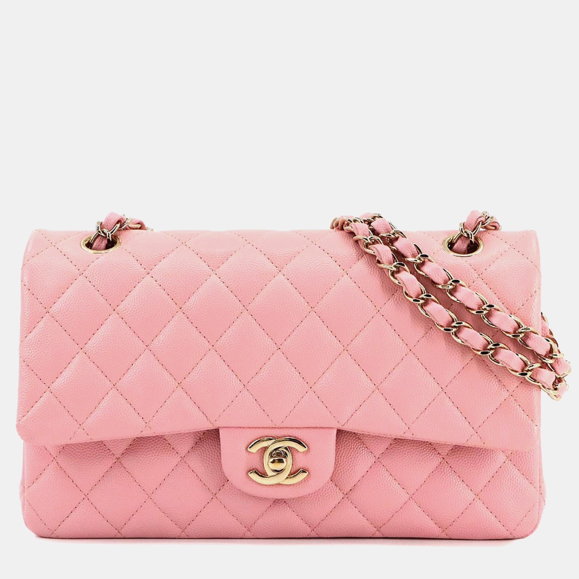 

Chanel Classic Double Flap Pink Caviar Leather Chain Shoulder Bag