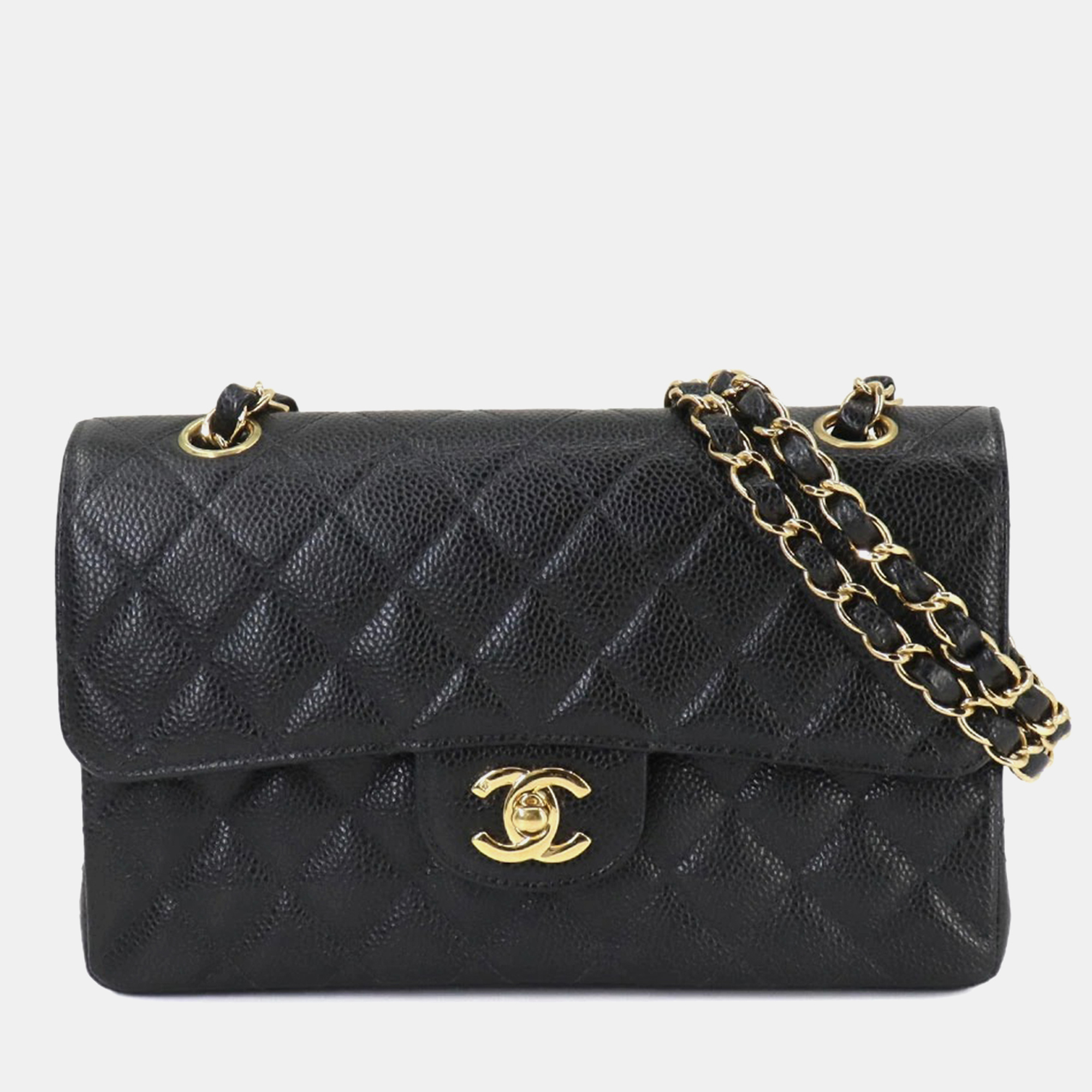 

Chanel Classic Double Flap Small Black Caviar Leather Chain Shoulder Bag