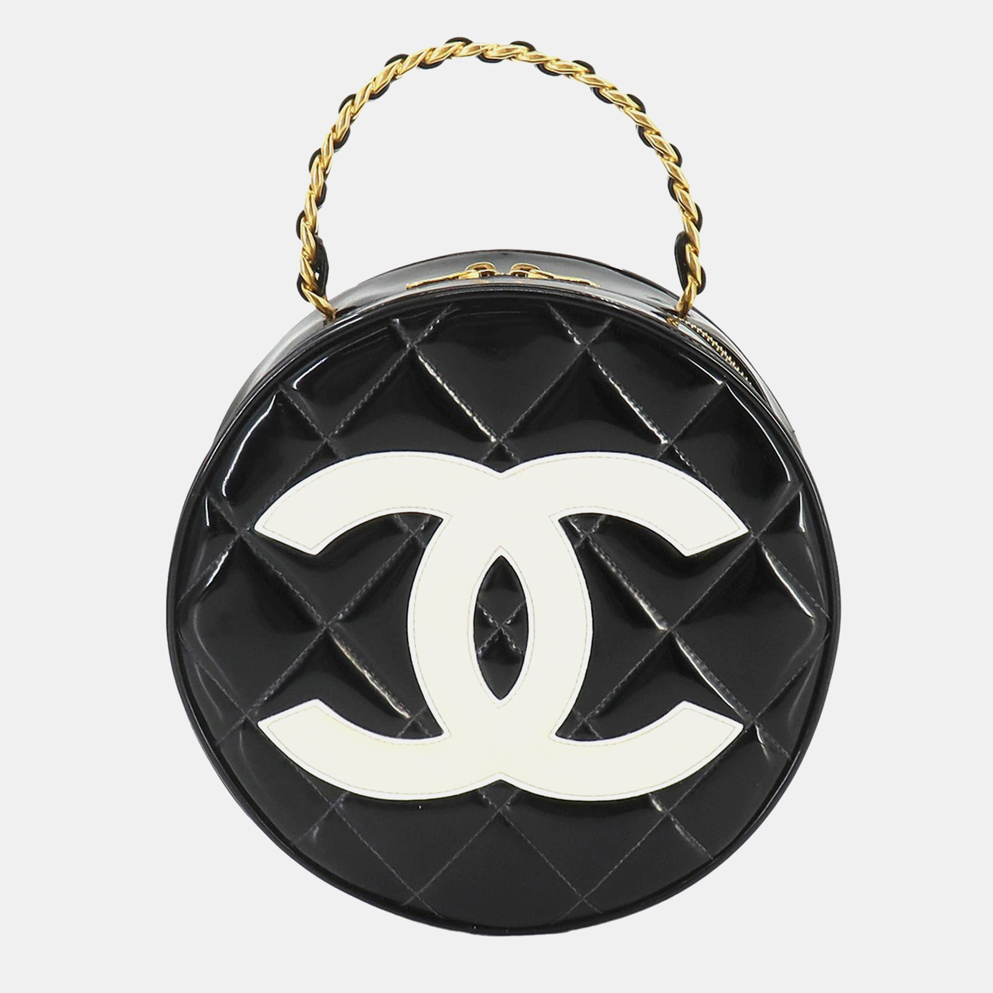 

Chanel CC Round Black/White Enamel Vanity Handbag