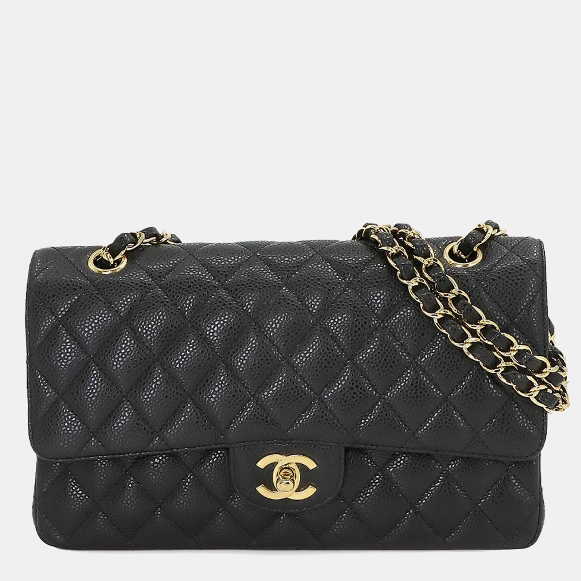 

Chanel Classic Double Flap Medium Black Caviar Leather Chain Shoulder Bag