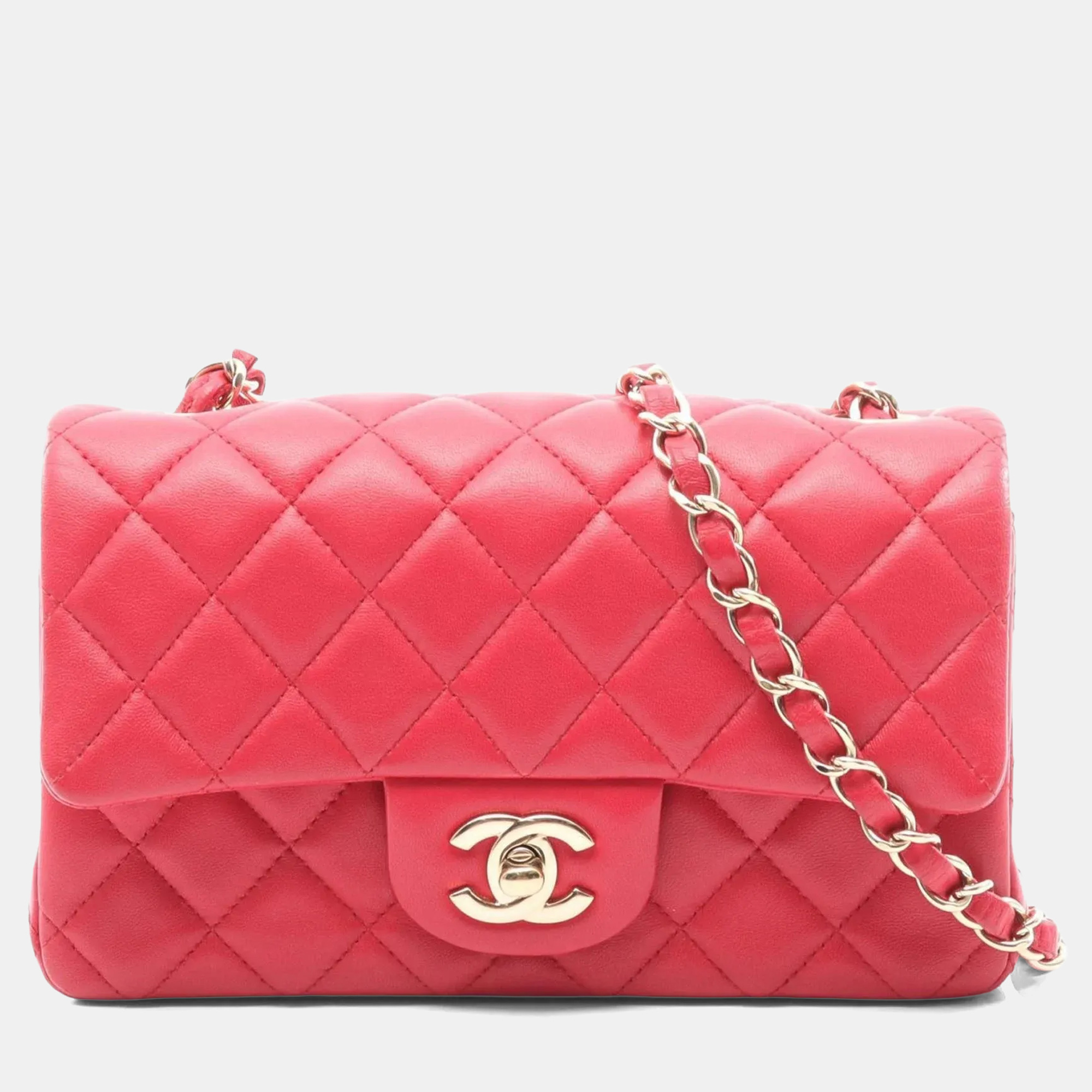 

Chanel Matelasse 20 Mini Red Lambskin Leather Shoulder Bag