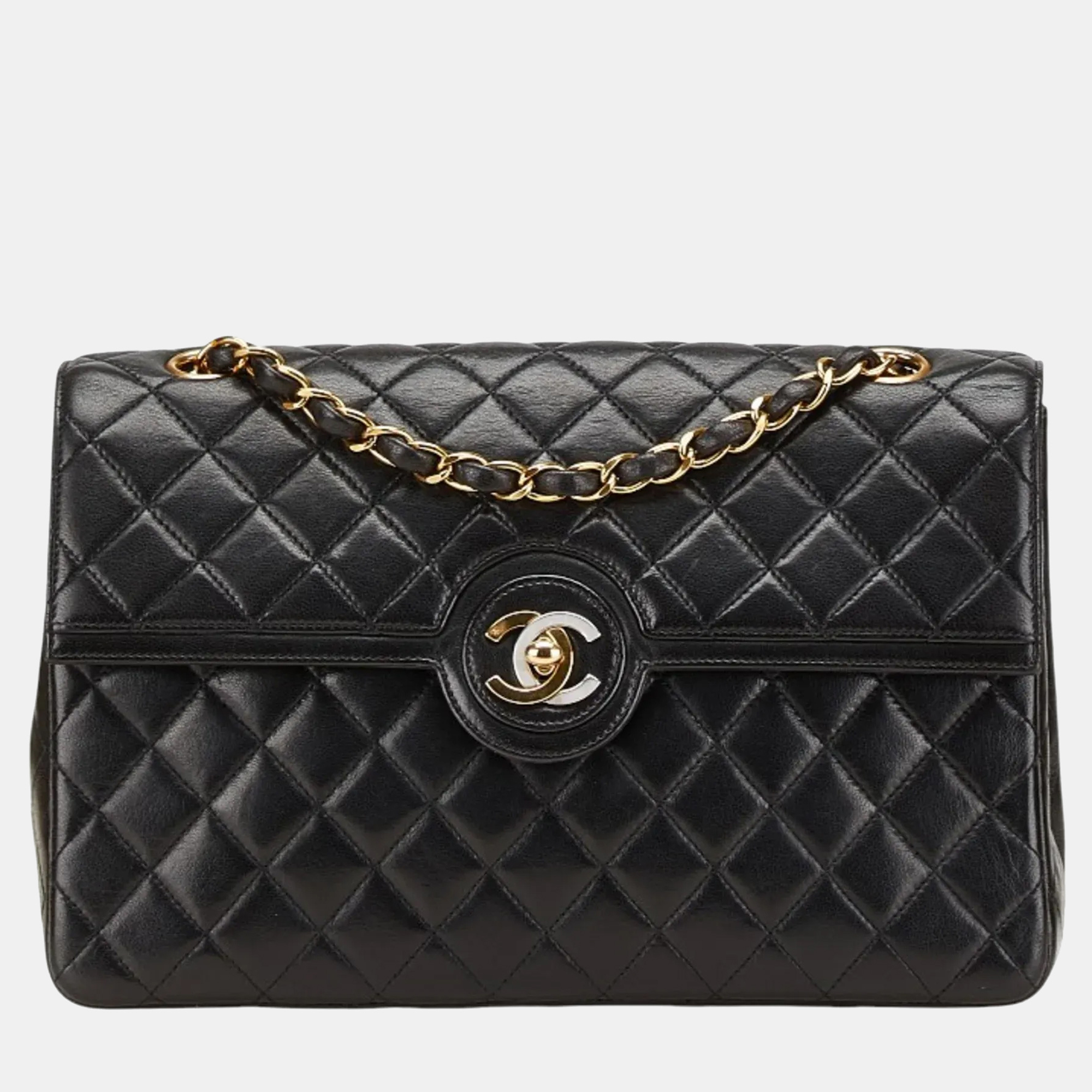 

Chanel Matelasse Coco Mark Paris Limited Edition Chain Shoulder Bag Black Lambskin