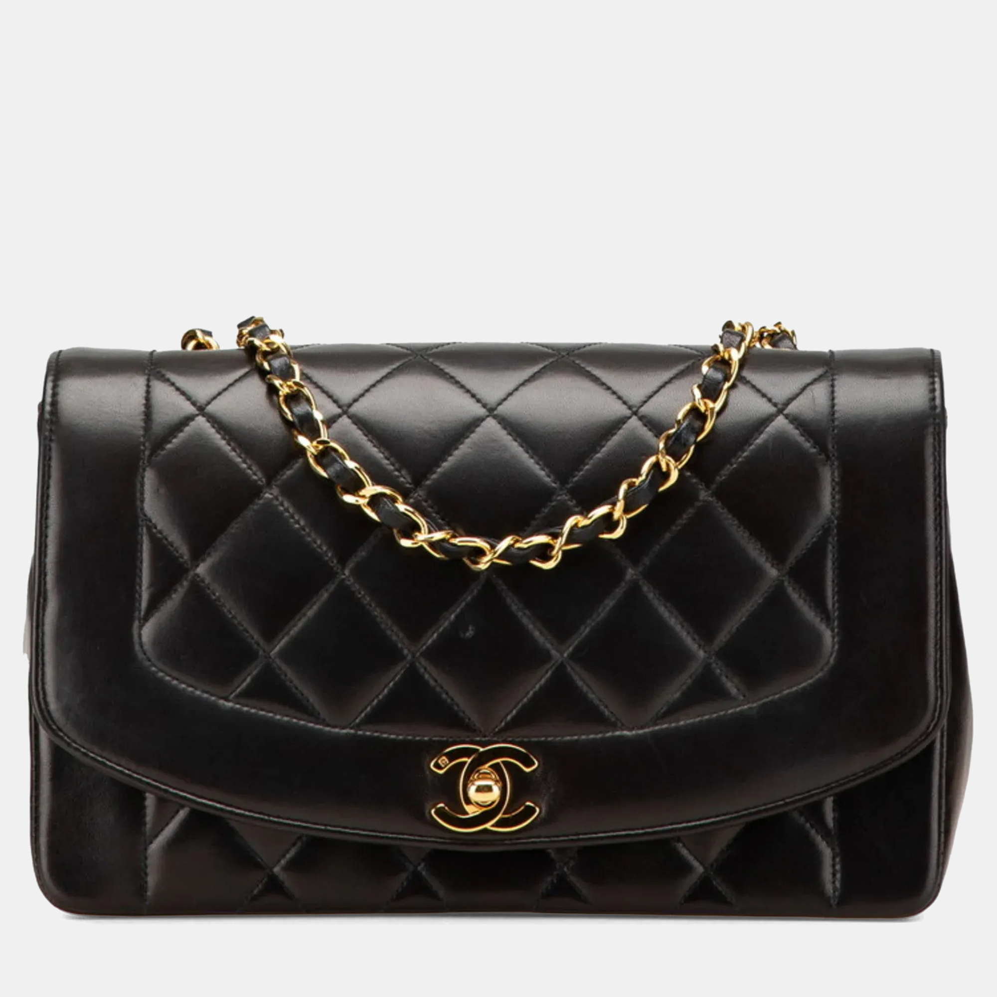 

Chanel Matelasse Diana 25 Black Lambskin Leather Shoulder Bag
