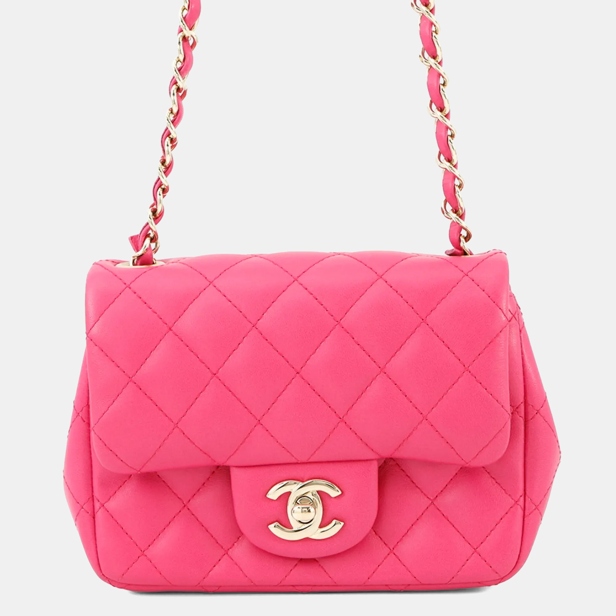

Chanel Chain Shoulder Bag Matelasse Coco Mark Mini Lambskin Single Flap, Pink
