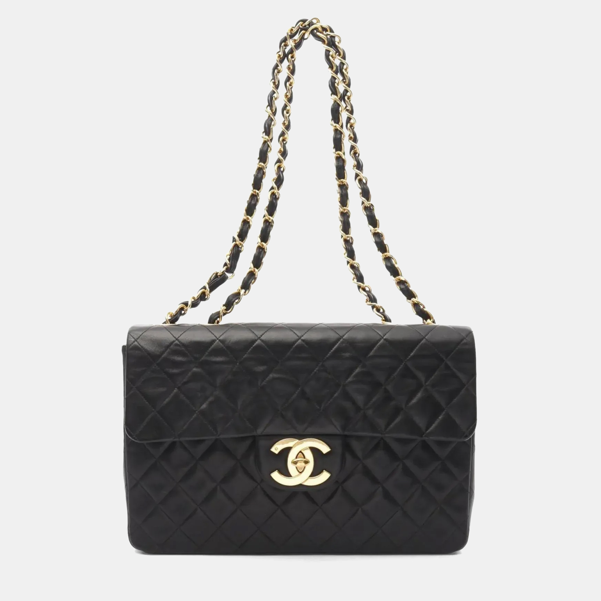 

Chanel Deca Matelasse 34 Shoulder Bag Lambskin Sheepskin Black