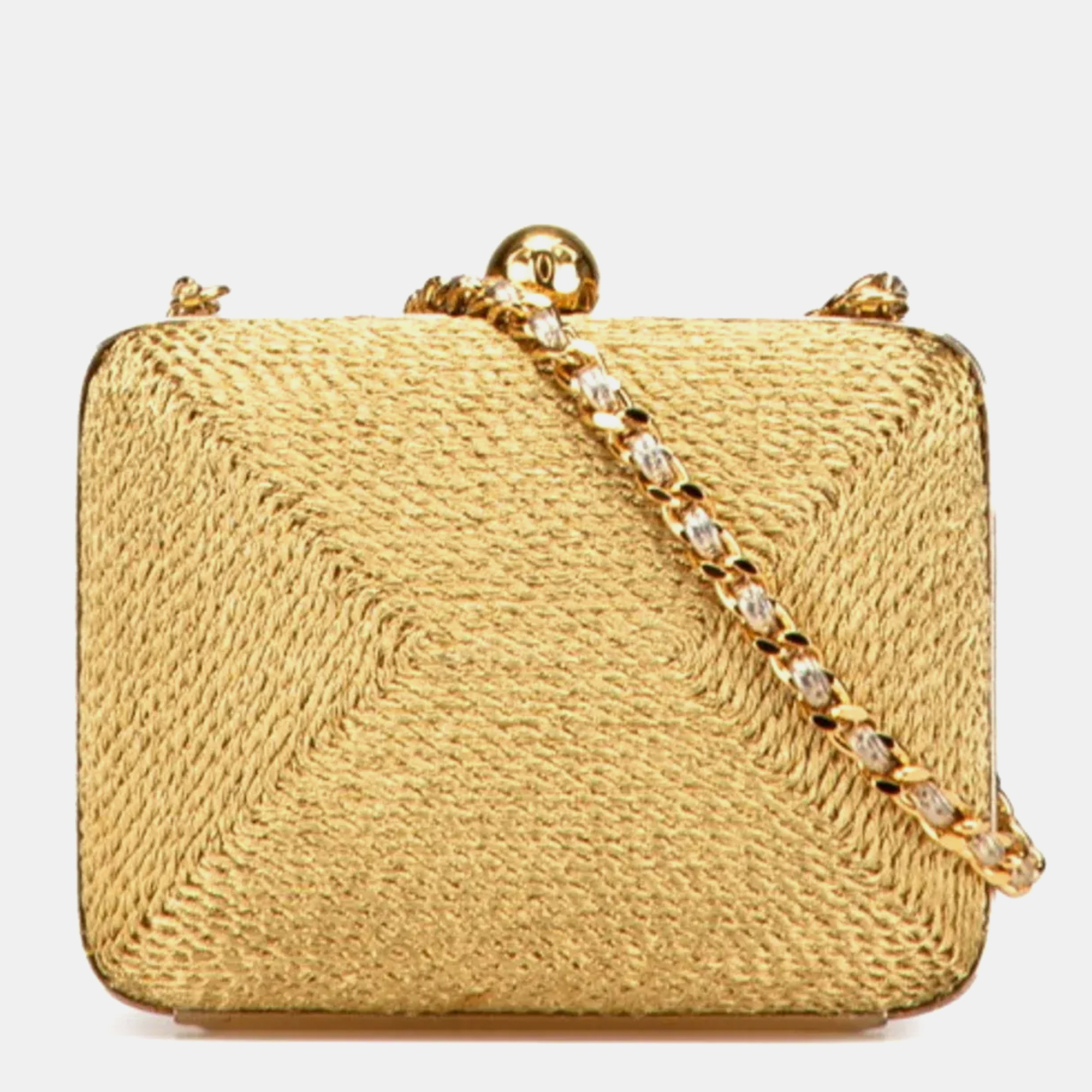 

Chanel Coco Mark Chain One-Shoulder Bag In Gold Glitter Canvas And Leather, Yellow