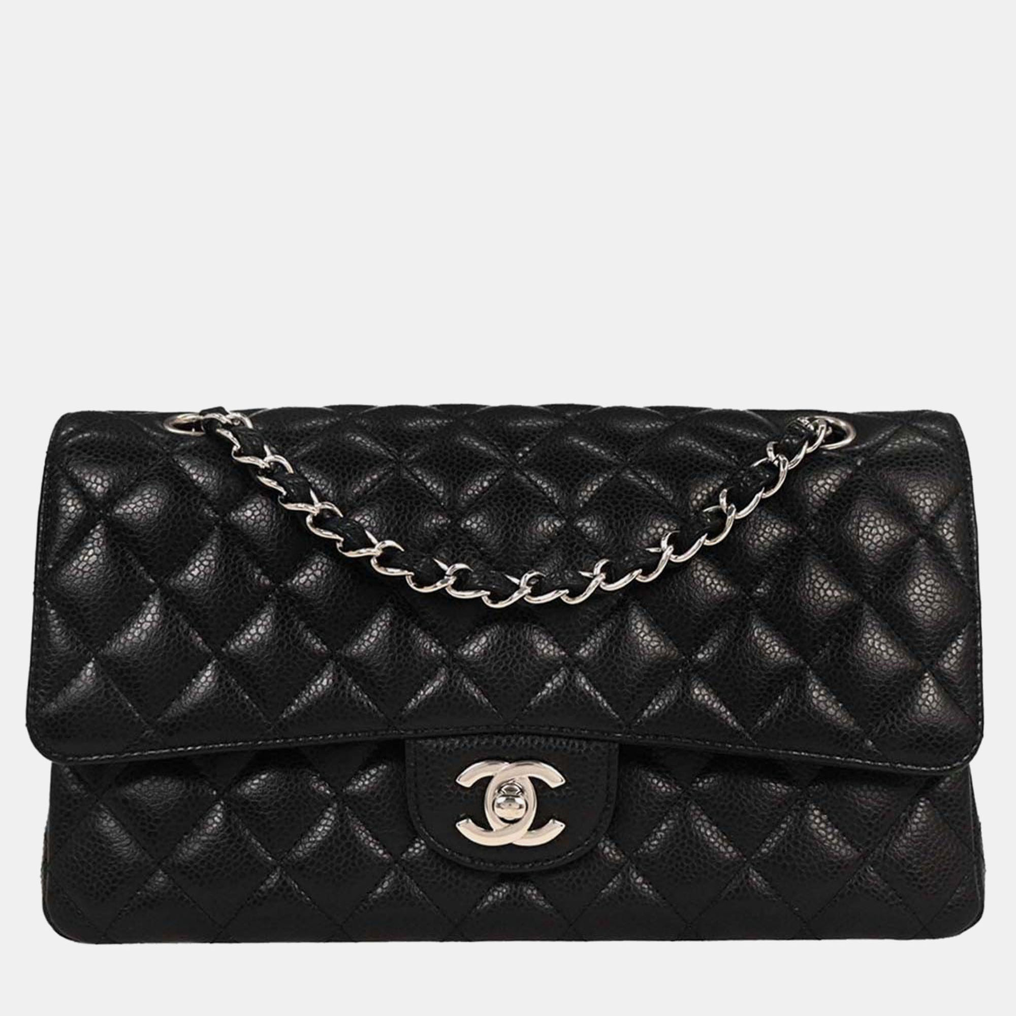 

Chanel Black Calfskin Medium Classic Double Flap Shoulder Bag