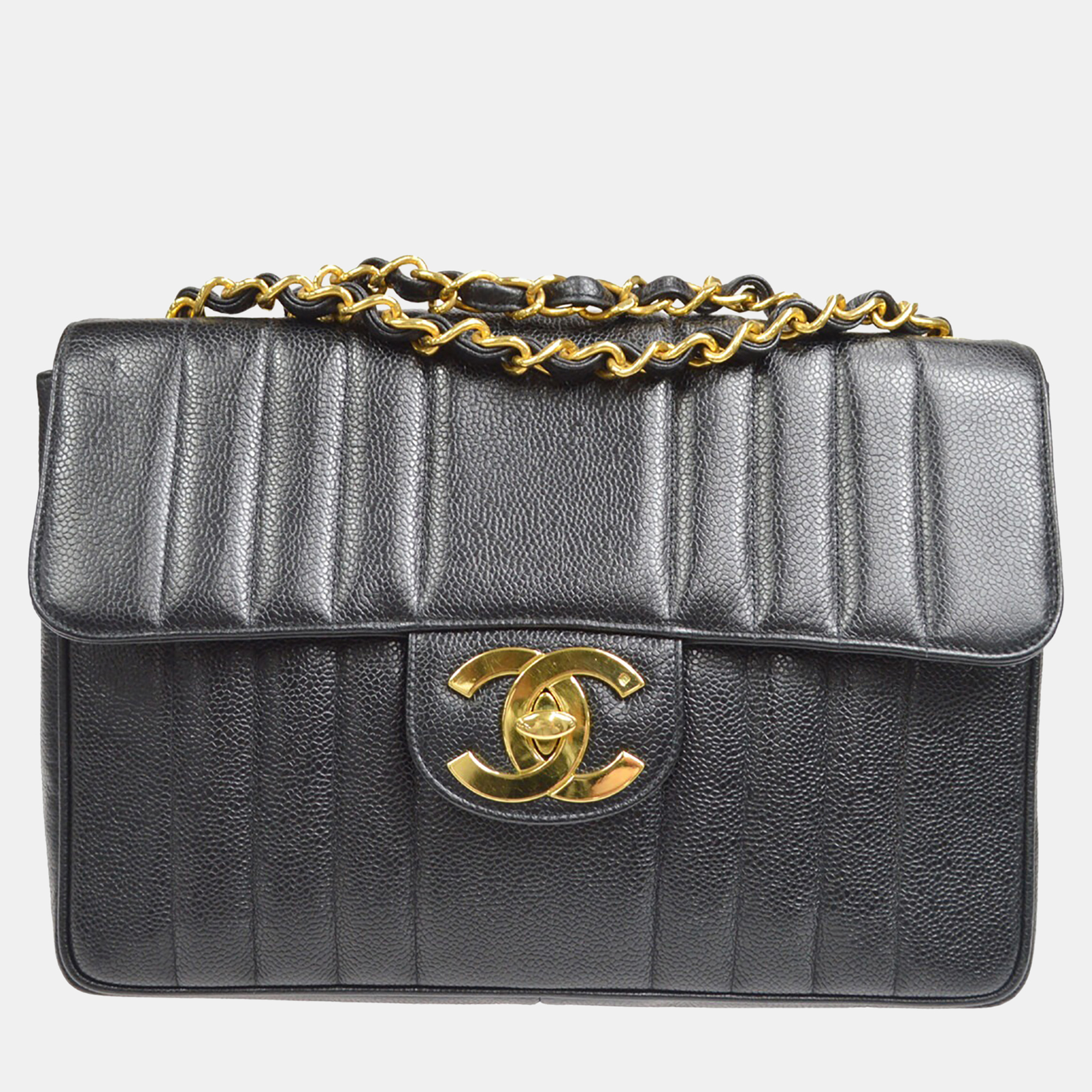 

Chanel Mademoiselle Jumbo Black Leather Shoulder Bag