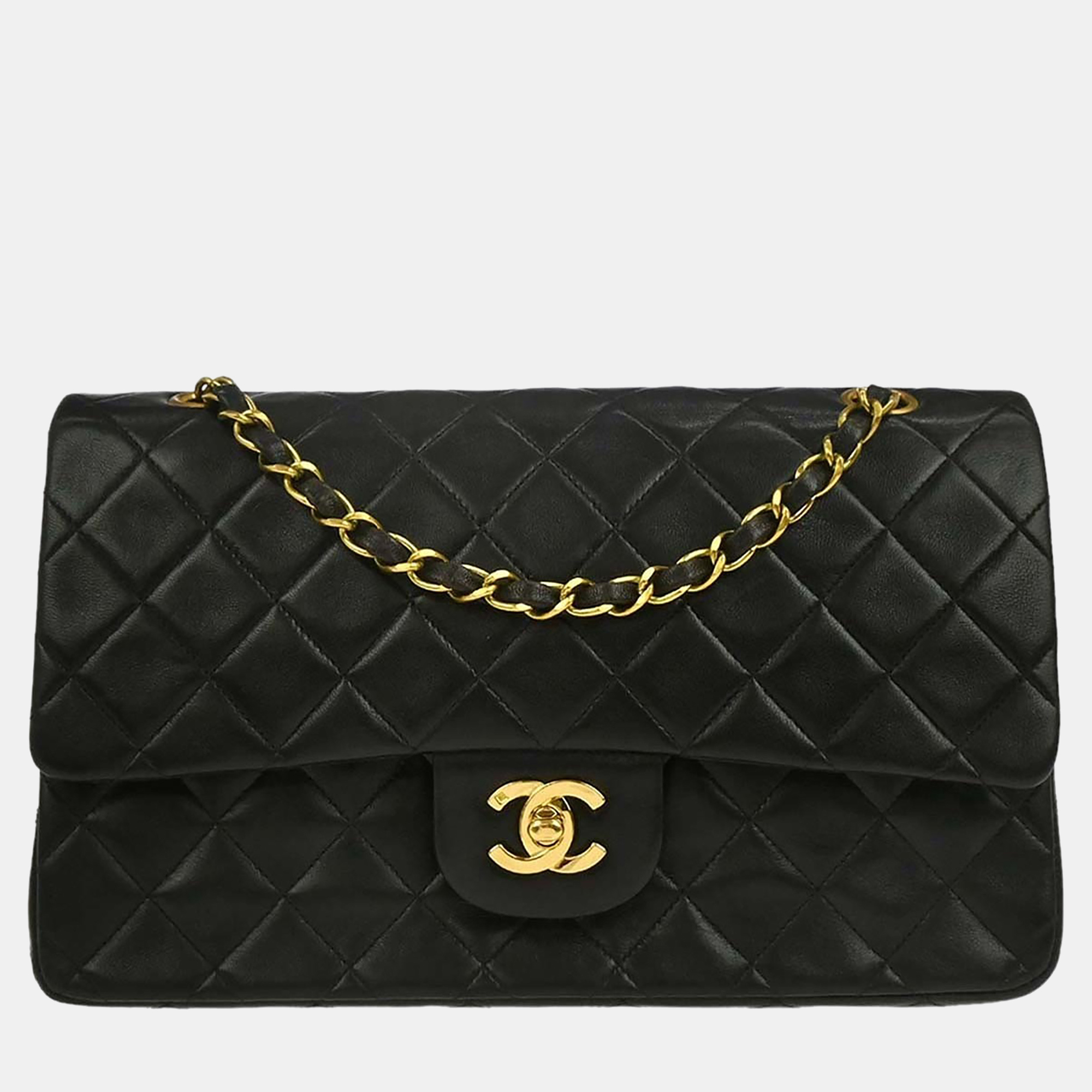

Chanel Black Lambskin Medium Classic Double Flap Shoulder Bag