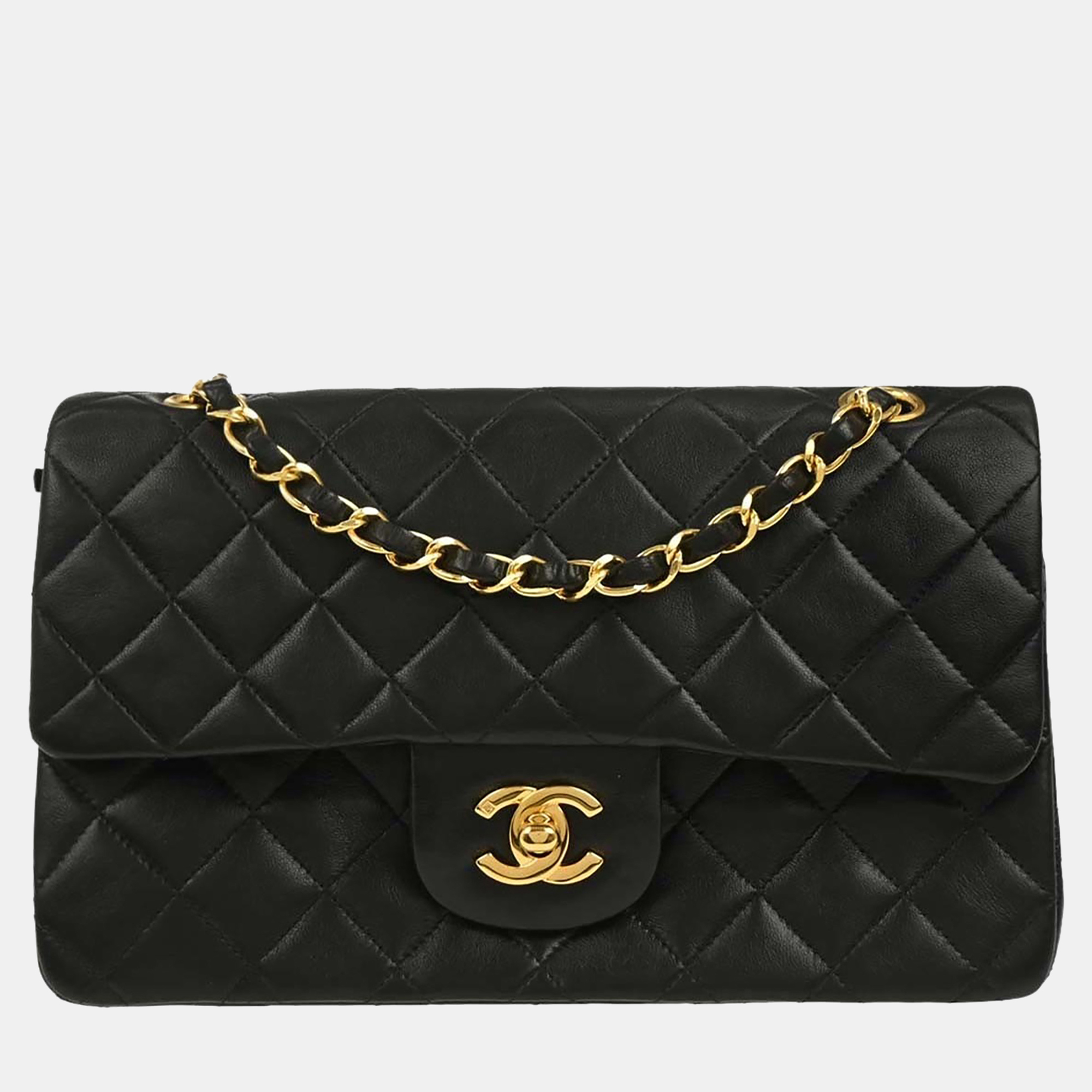 

Chanel Black Lambskin Small Classic Double Flap Shoulder Bag